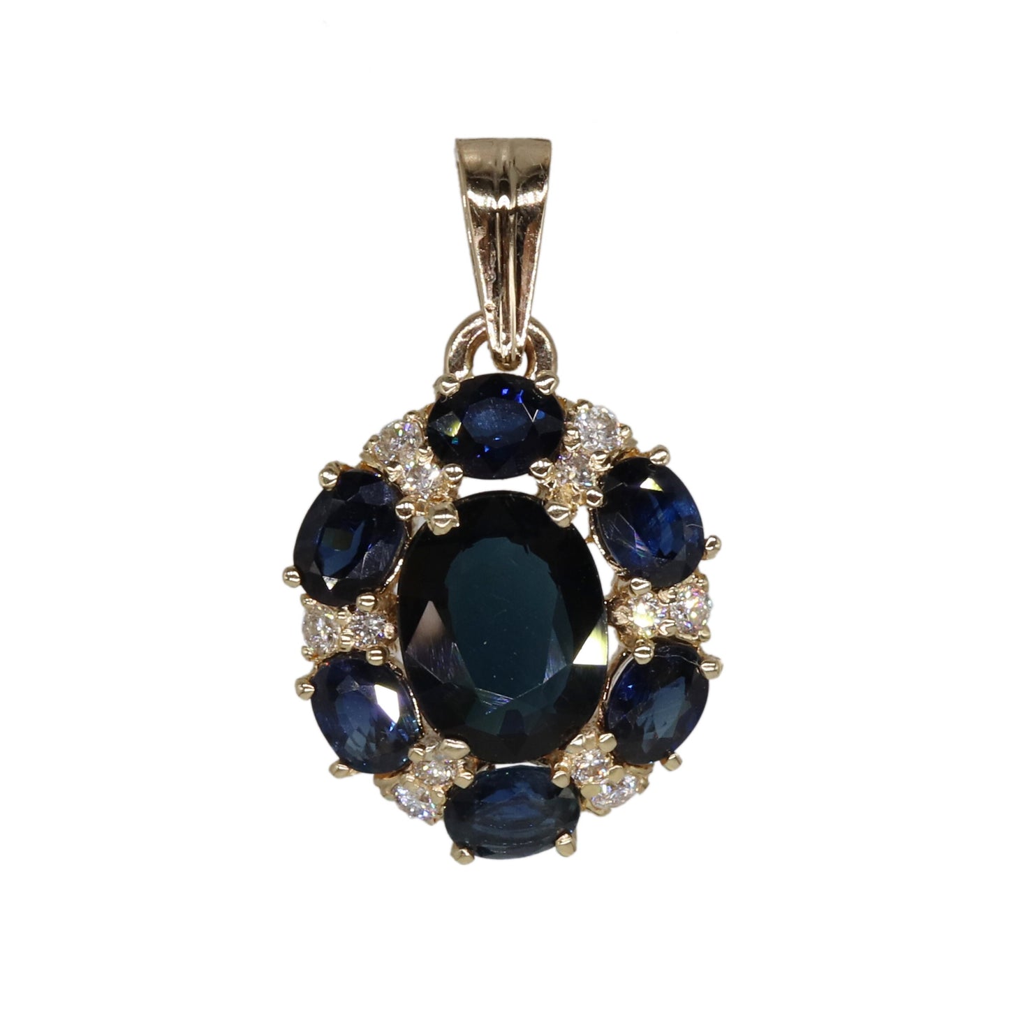 Blue Sapphire Jewelry : Pendant 14K Gold