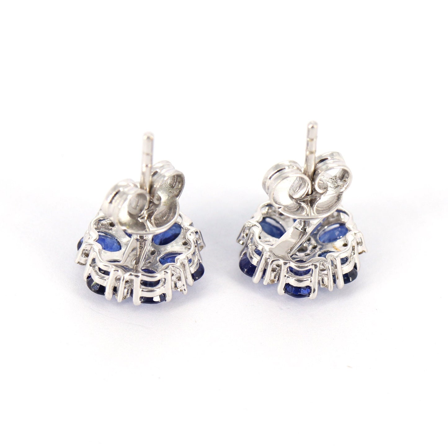 White Studded Blue Sapphire Earring 18K Gold