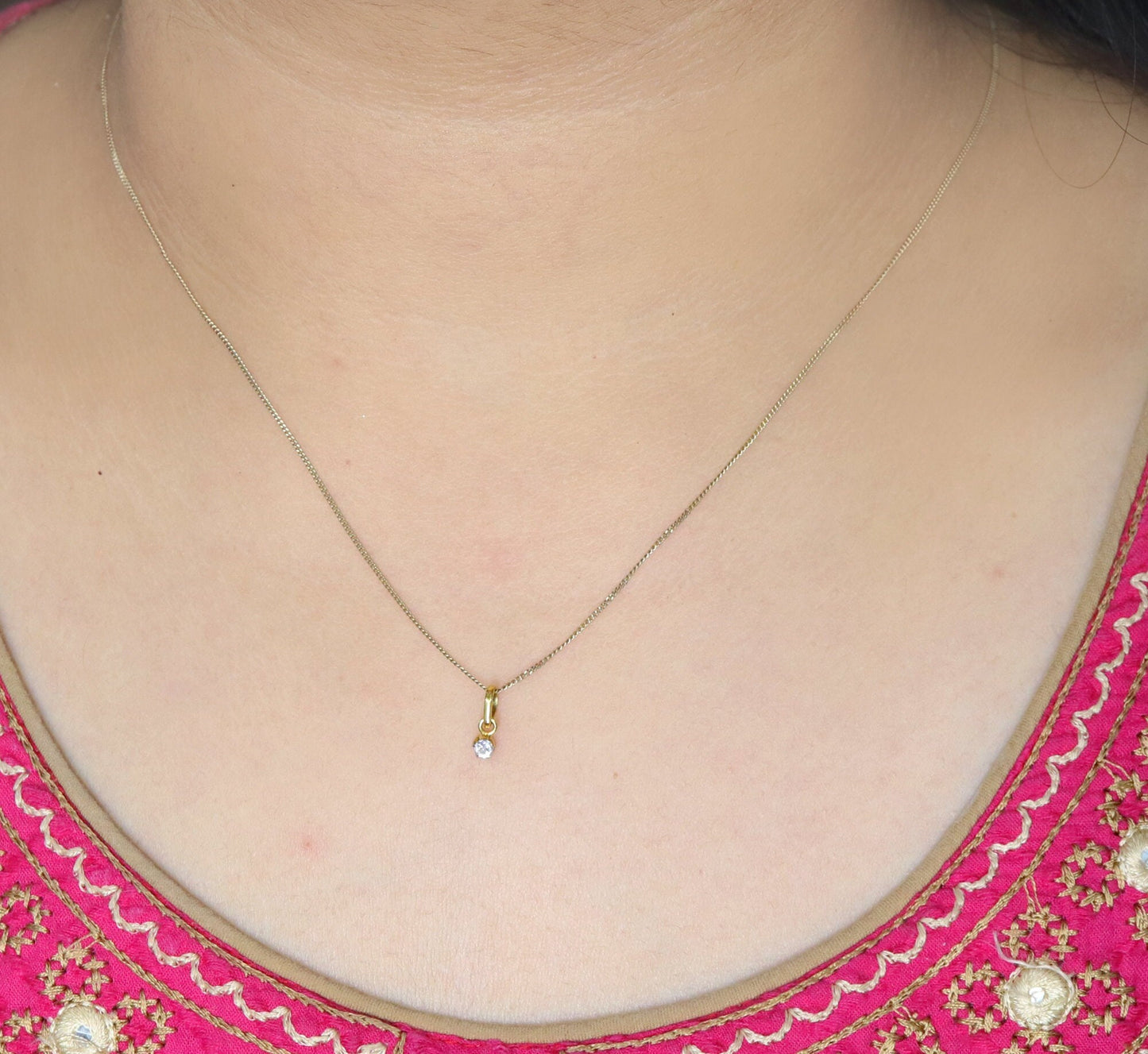 Tiny Solitaire Pendant 14K Gold