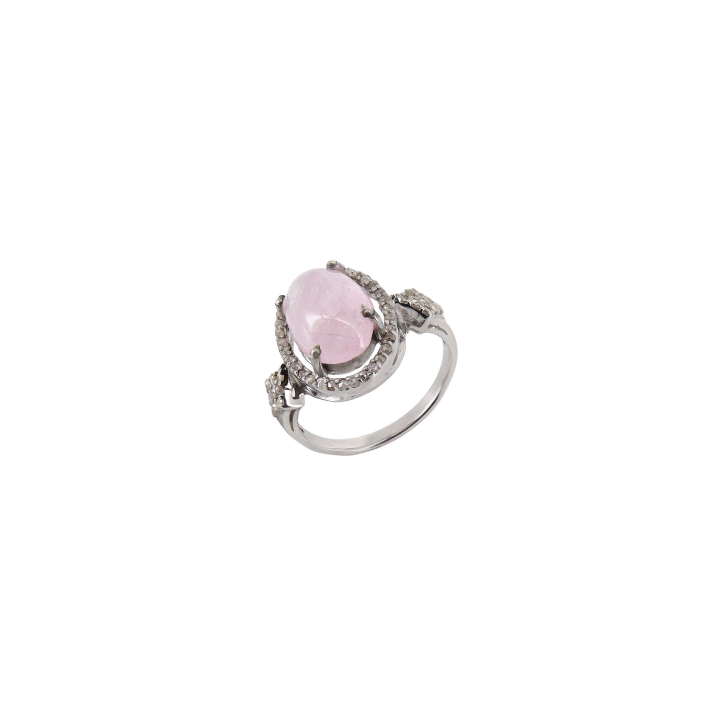 Pink Tourmaline Gemstone Pave 925 Handmade Fashion Ring Silver