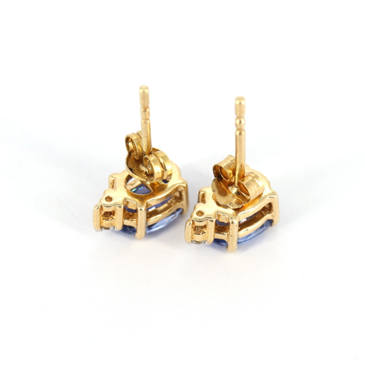 Yellow Studded Blue Sapphire Studs Sapphire Earring 14K Gold