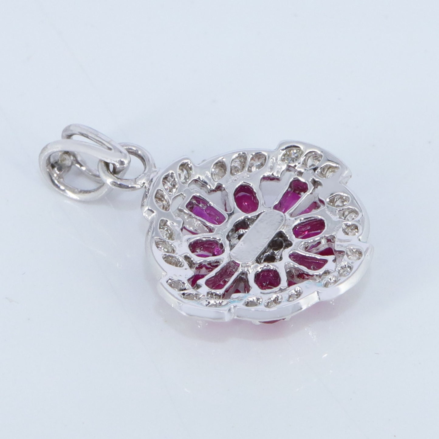 Handmade White Ruby Flower Pendant 18K Gold
