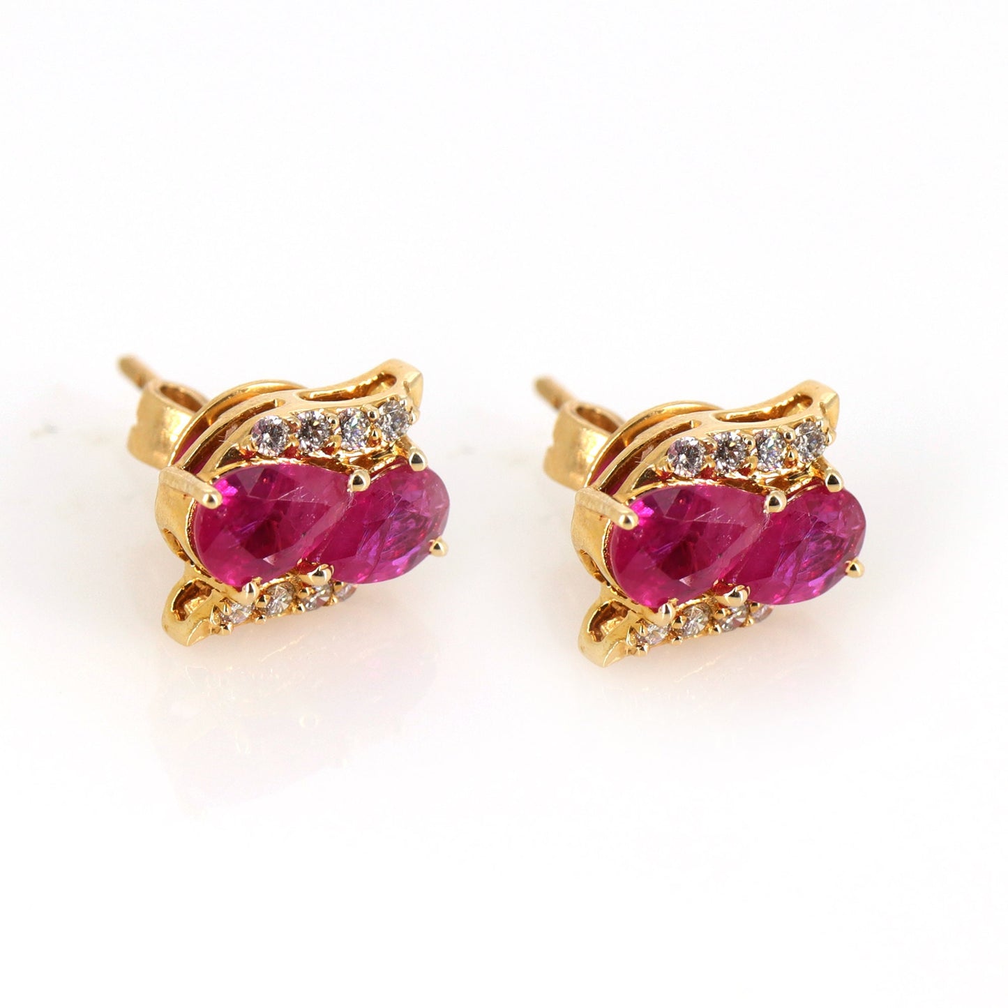 Yellow Classy Ruby Pear Cut Pushbacks Studs/ Small Earring 14K Gold