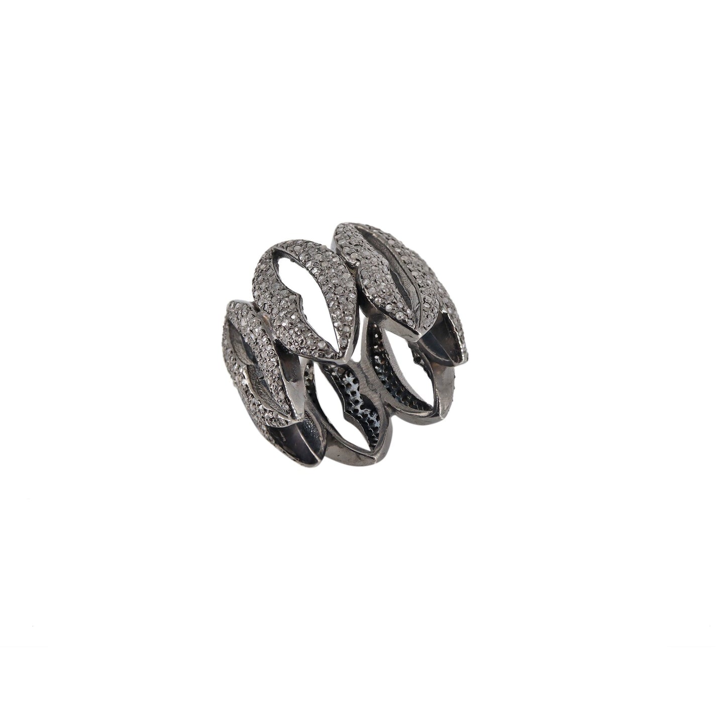 Lips Pave Ring Silver