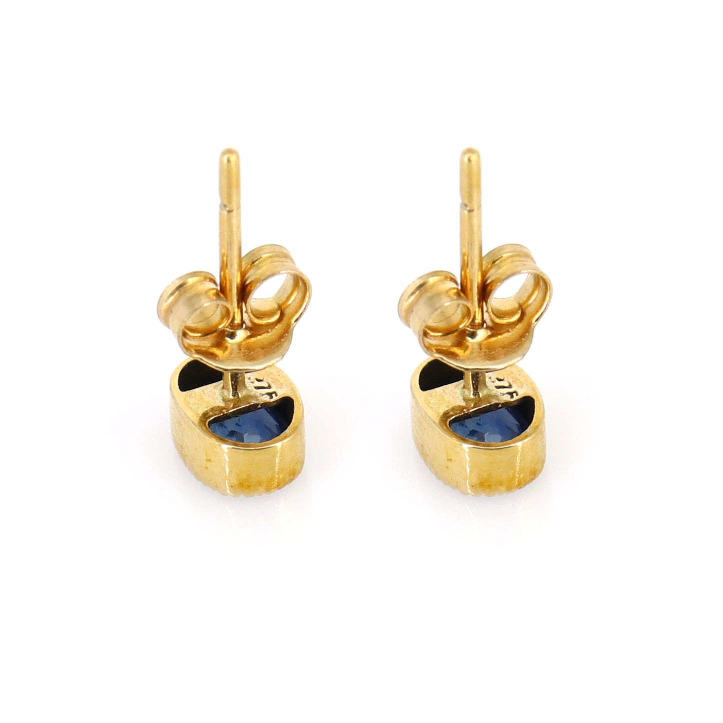 Blue Sapphire Studs 9K Yellow Oval Cut Sapphire Earring Gold