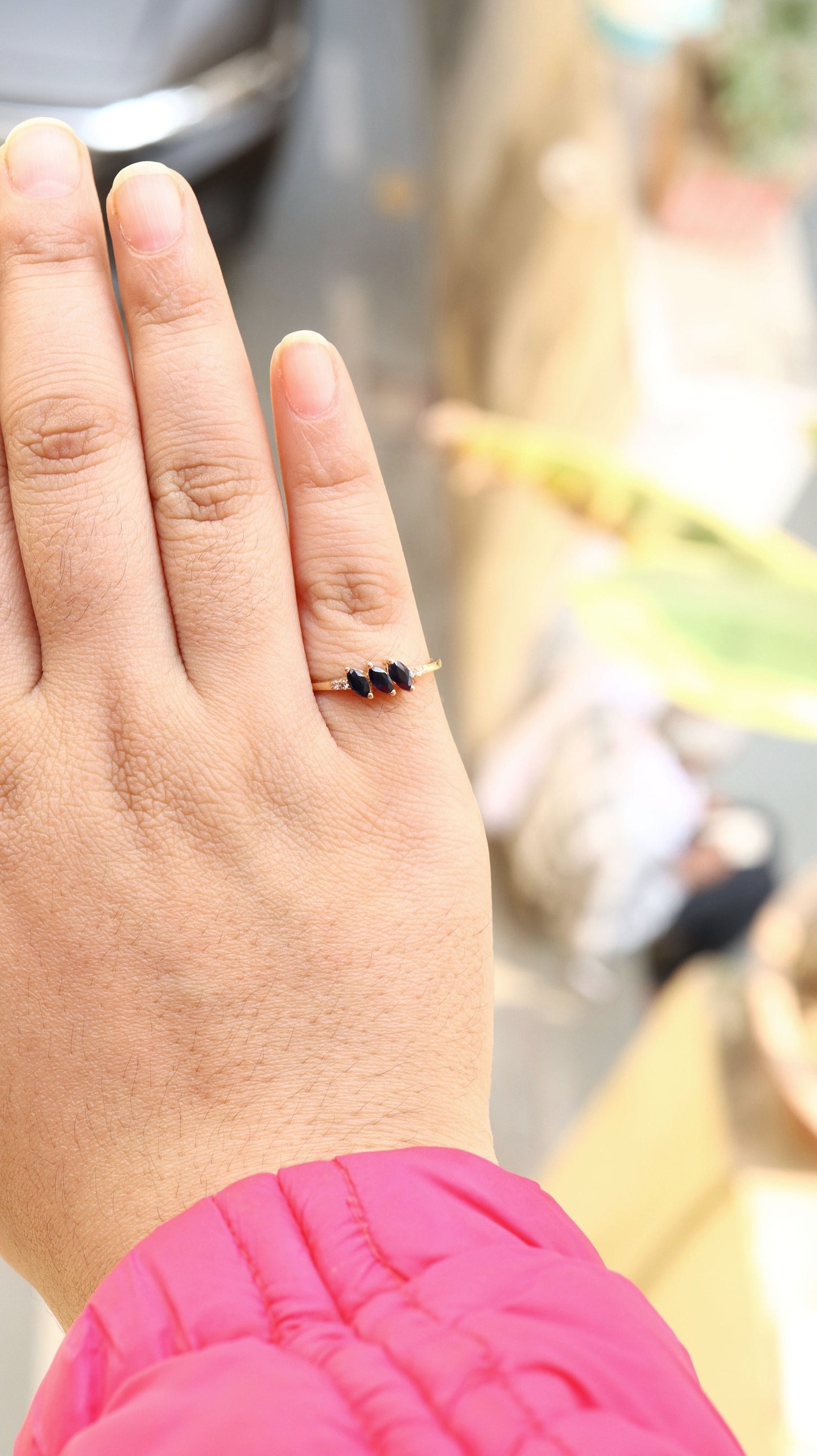 Marquise Blue Sapphire Ring 14K Gold