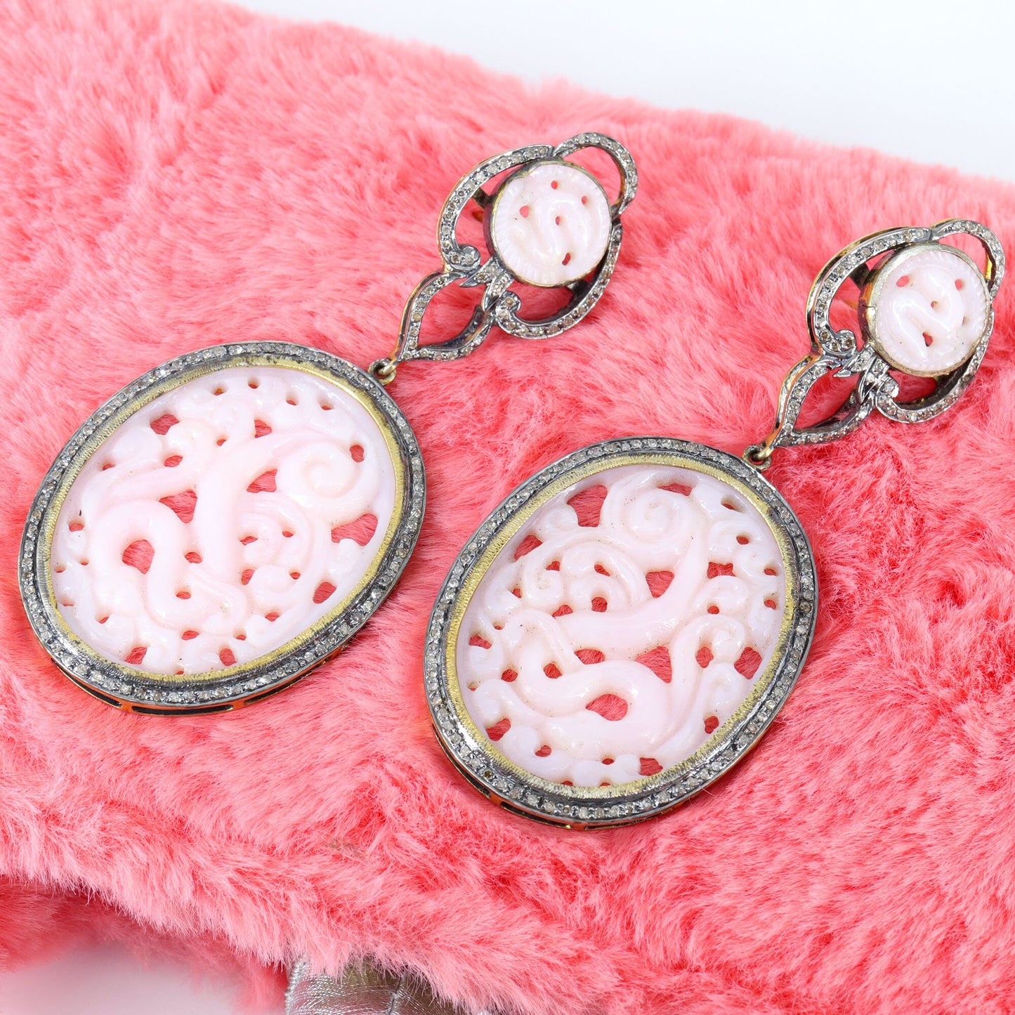 Pink Opal Carvings Earring