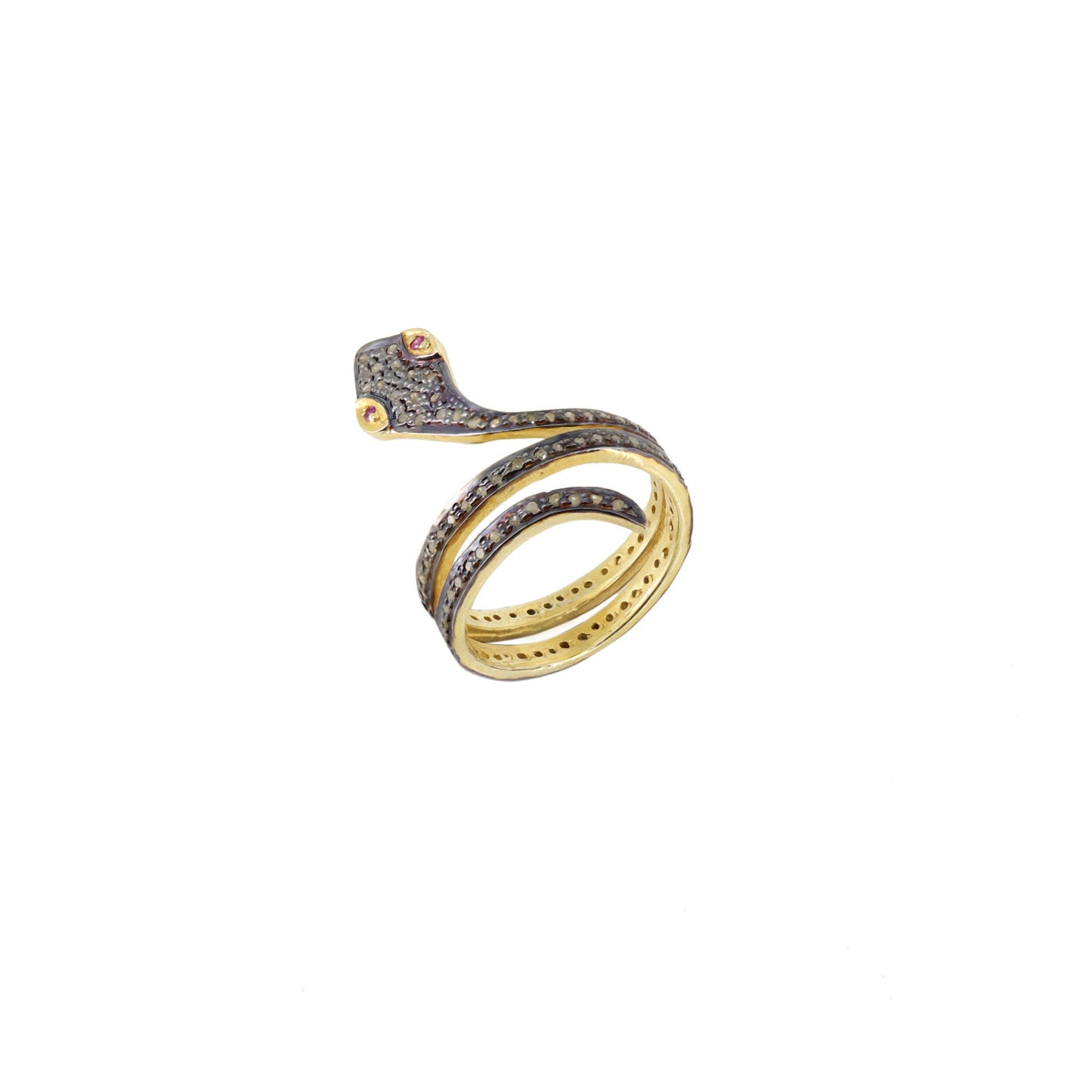 Snake Shape Pave Ring Gold