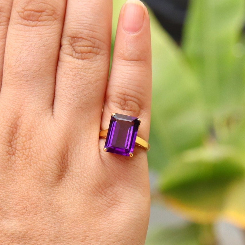 Stunning Handmade Amethyst Ring 18K Gold