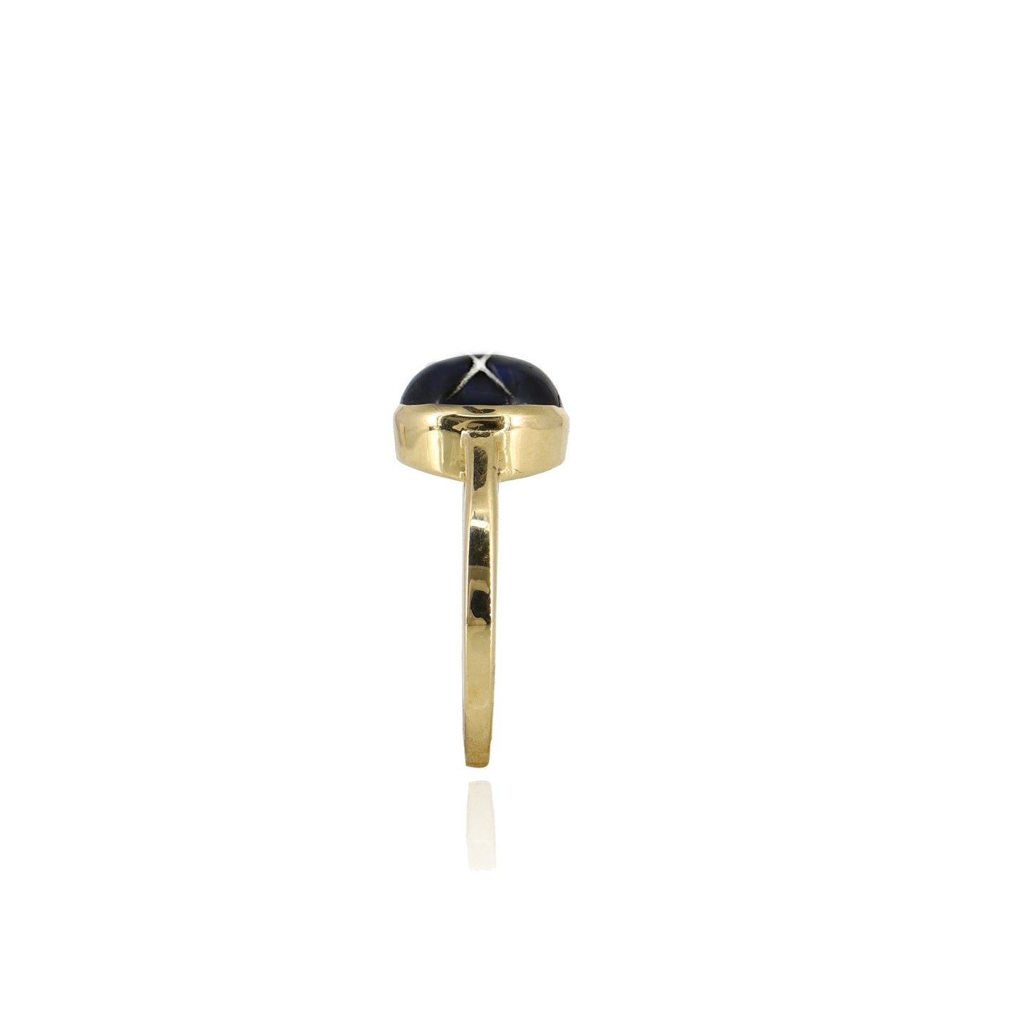 Solitaire Black Star Bezel Ring 14K Gold