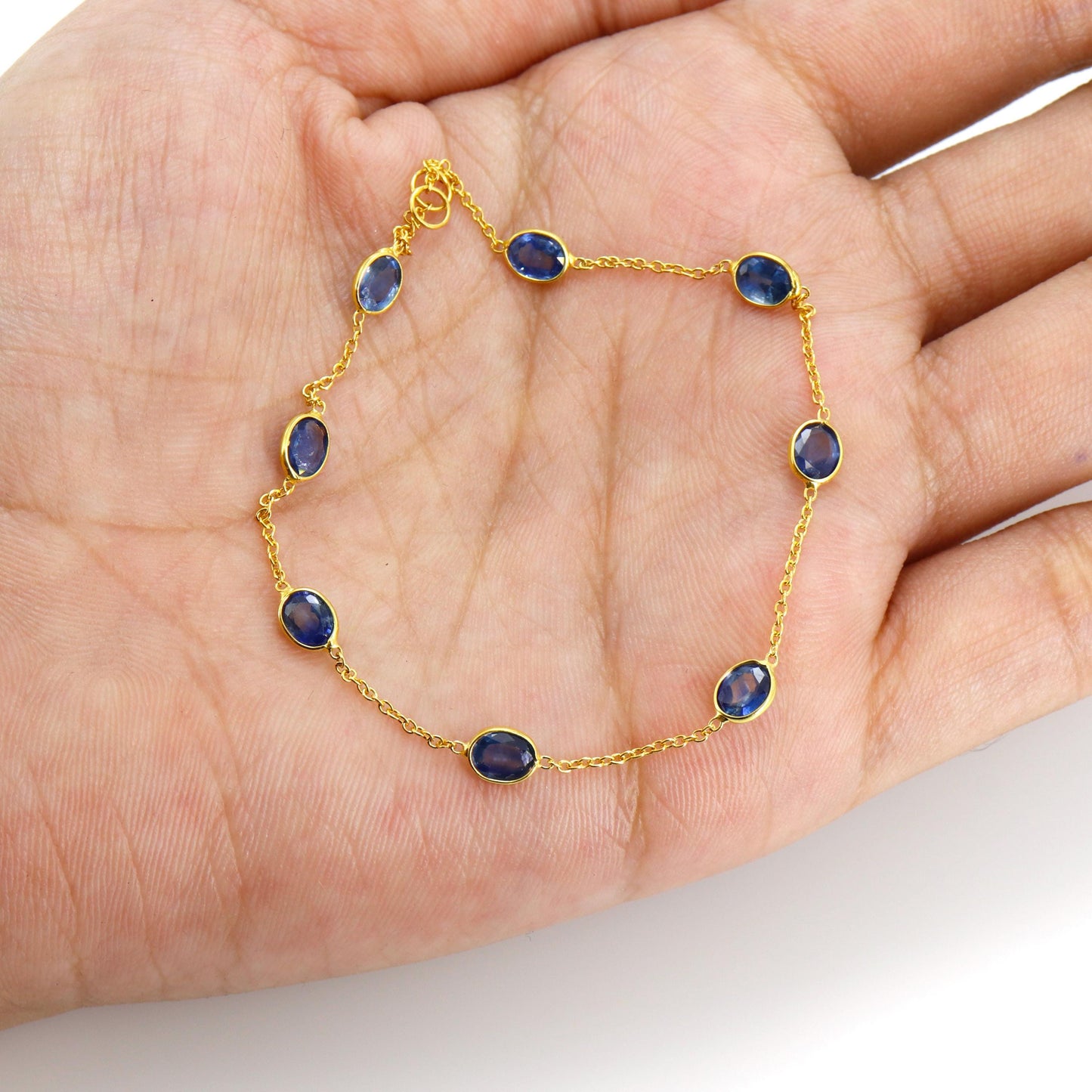 Deep Blue Sapphire Bracelet 14K Gold