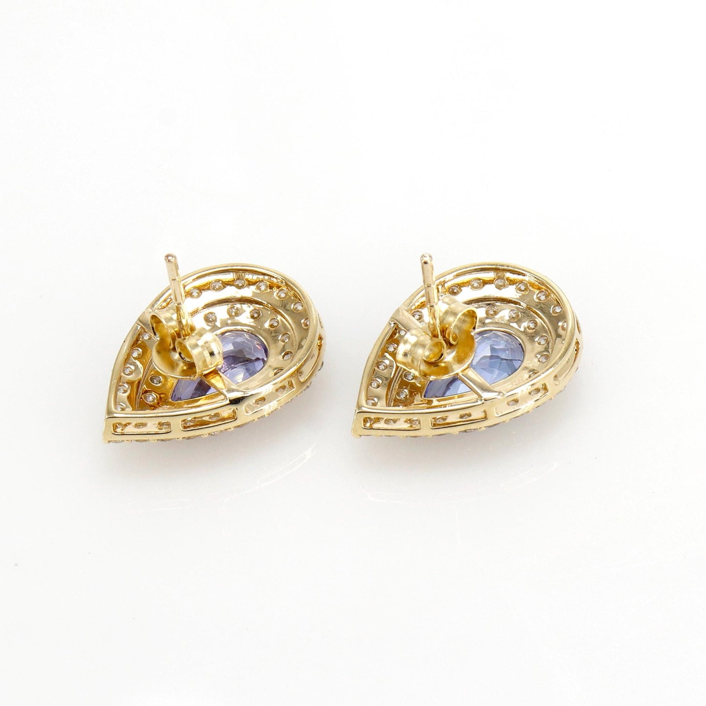 Premium Tanzanite Double Halo Earning Setted Yellow /Bridal Jewellery/Proposal /Wedding Jewellery 14K Gold