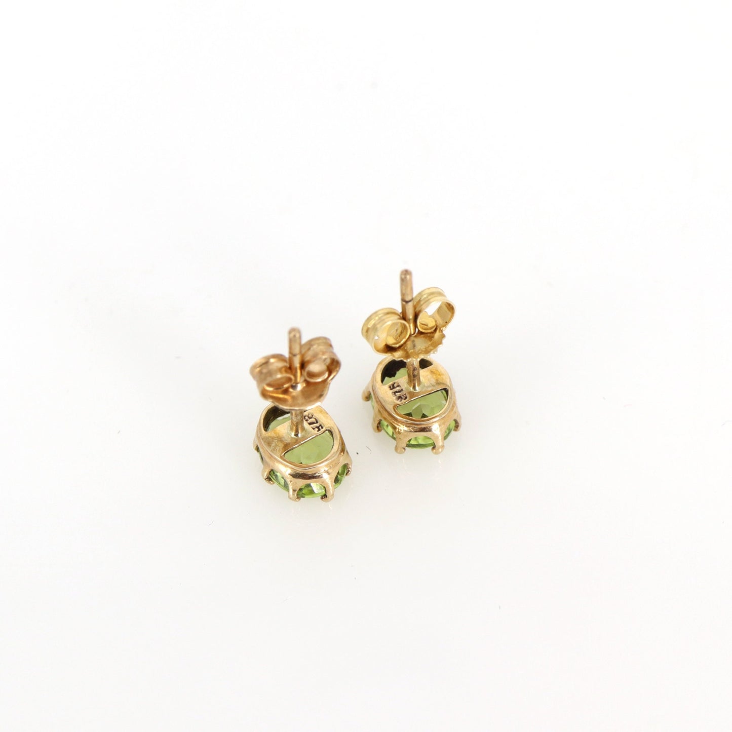 Tiny Oval Cut Green Peridot Gemstone Studs 9K Yellow Peridot Earring Gold