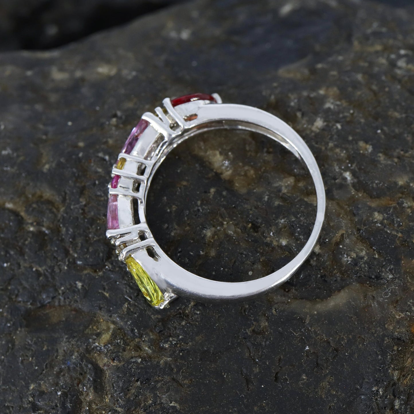 Classic Multi Sapphire Ring Silver