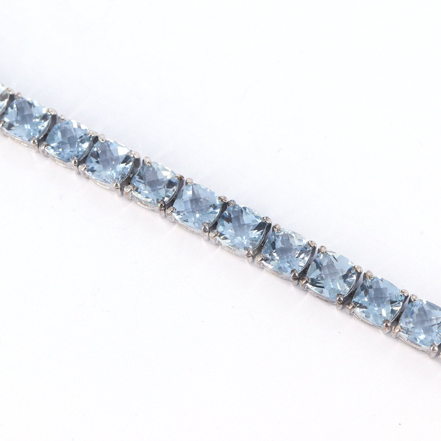 Cushion Shape Aquamarine Gemstone Bracelet Silver