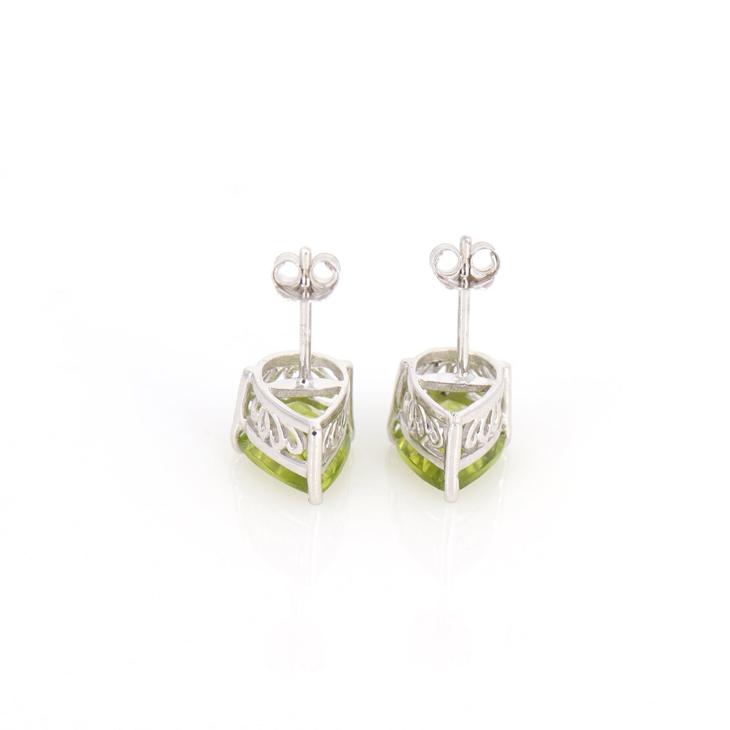 Pear Cut Peridot Studs Genuine 3.35 Peridot Earring 14K Gold