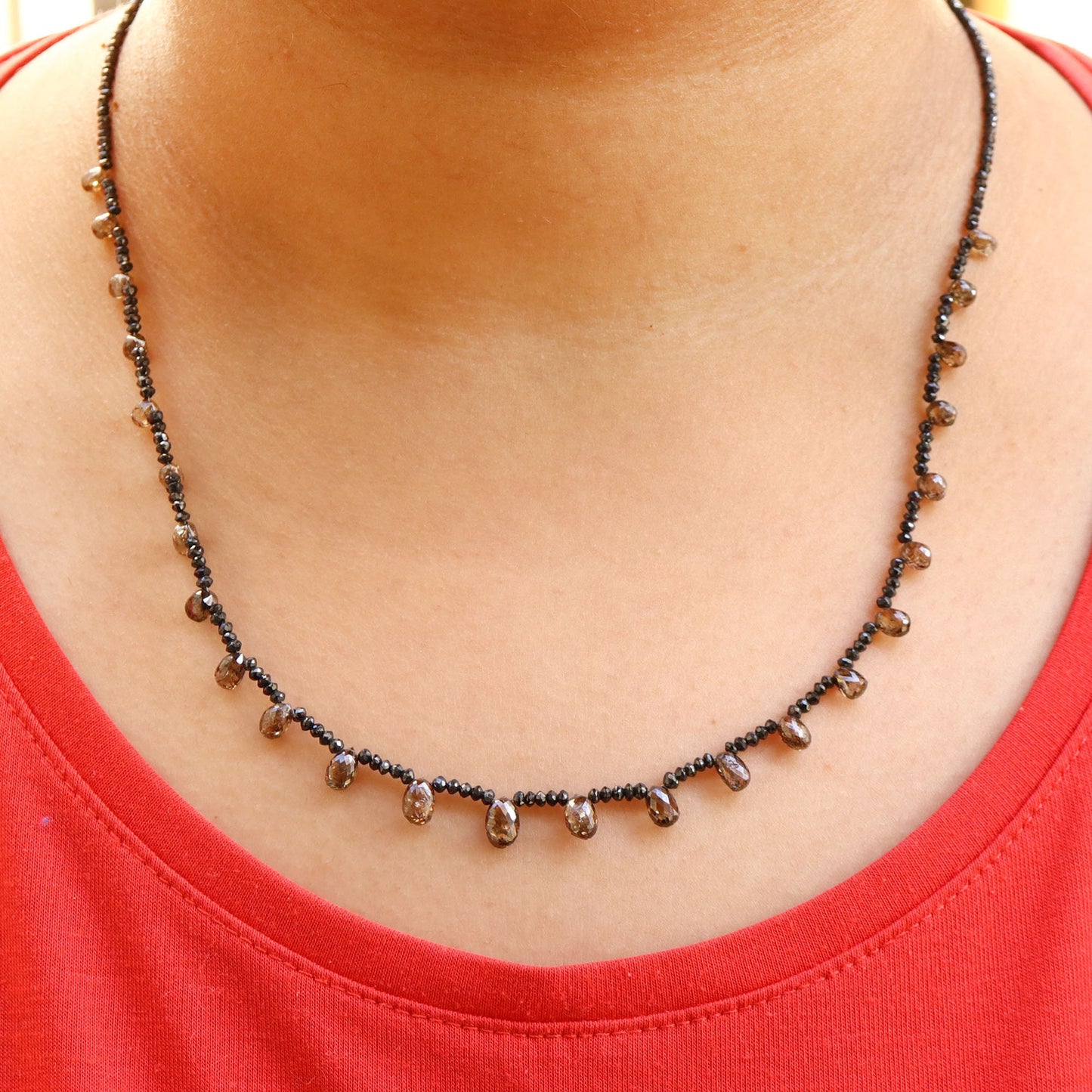 Black Necklace 18K Gold