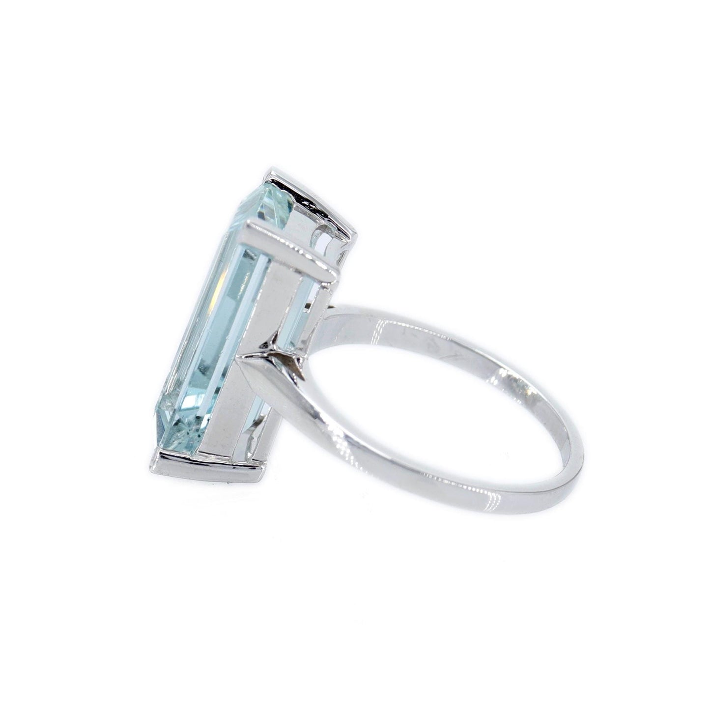 Aquamarine White Ring 14K Gold