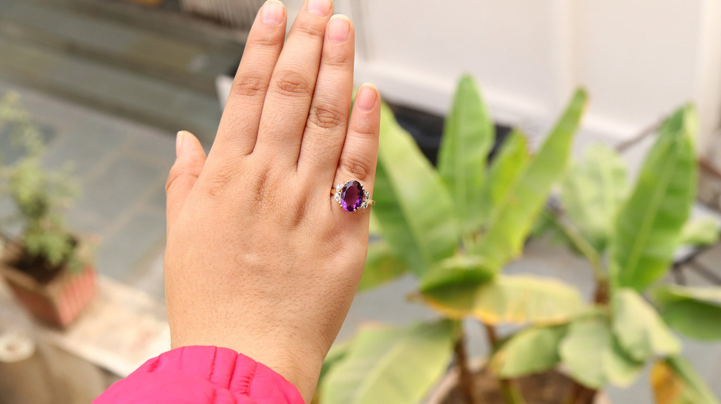 Extremely Rare Amethyst Ring 14K Gold