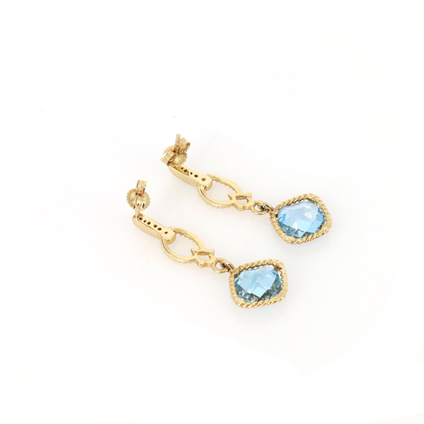 Blue Topaz Drop Earring 14K Gold