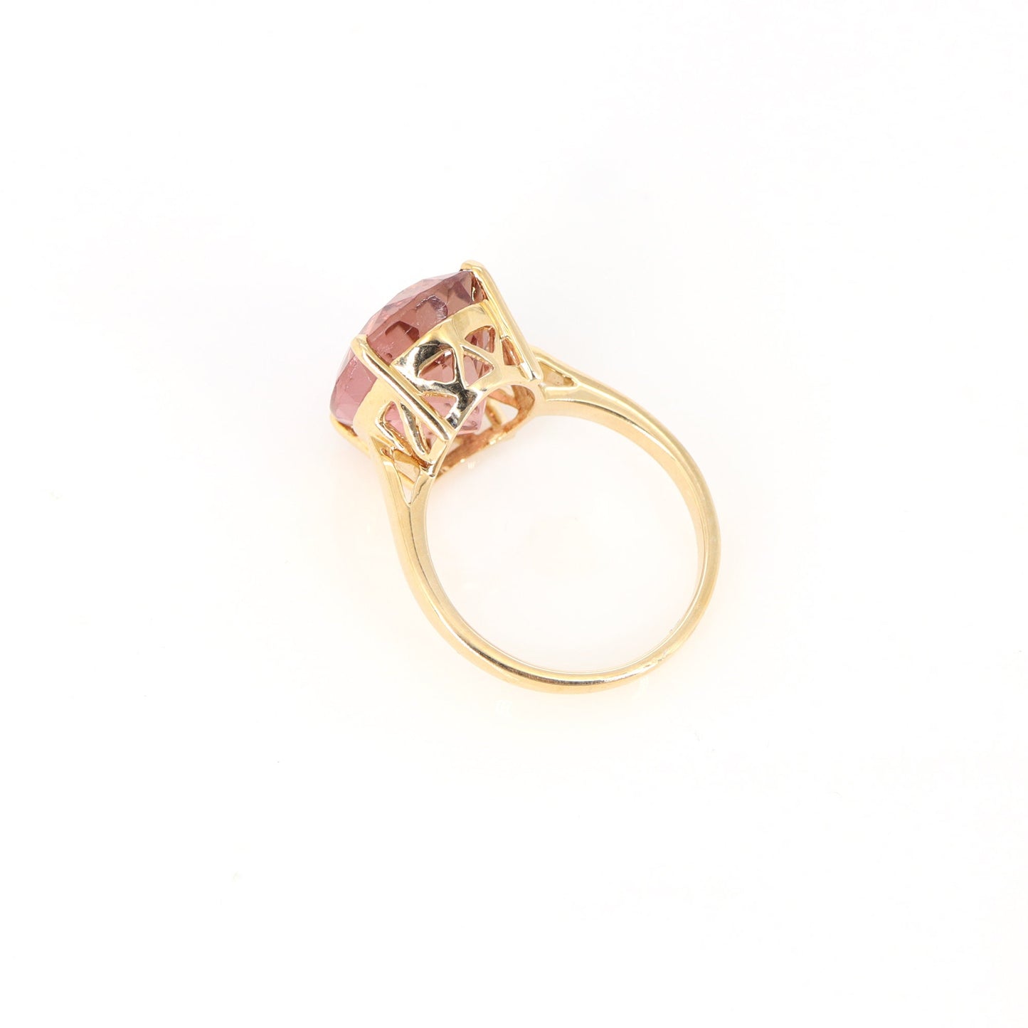 Pink Tourmaline Classic Cocktail Ring 14K Gold