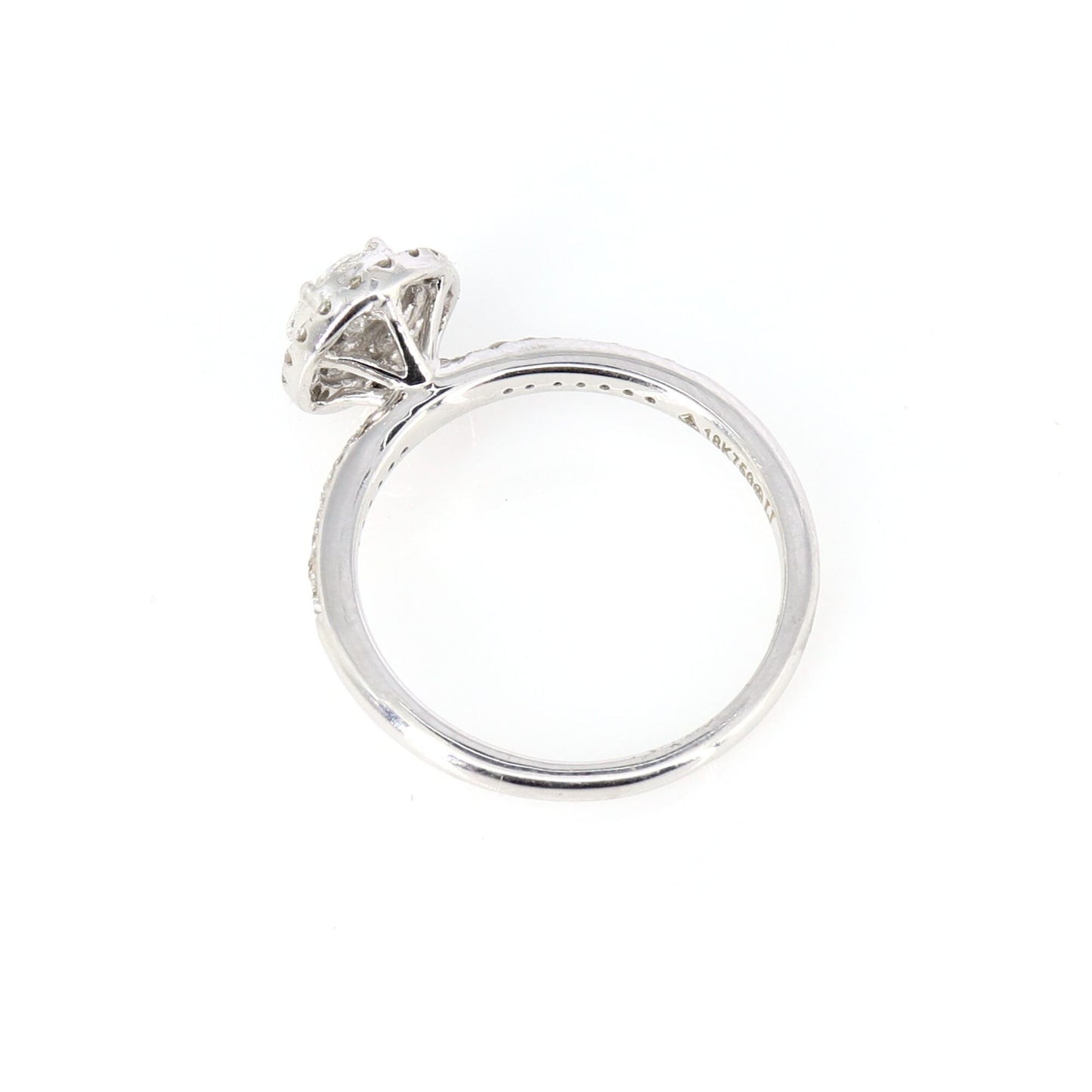 White Illusion Head Halo Engagement Ring 18K Gold