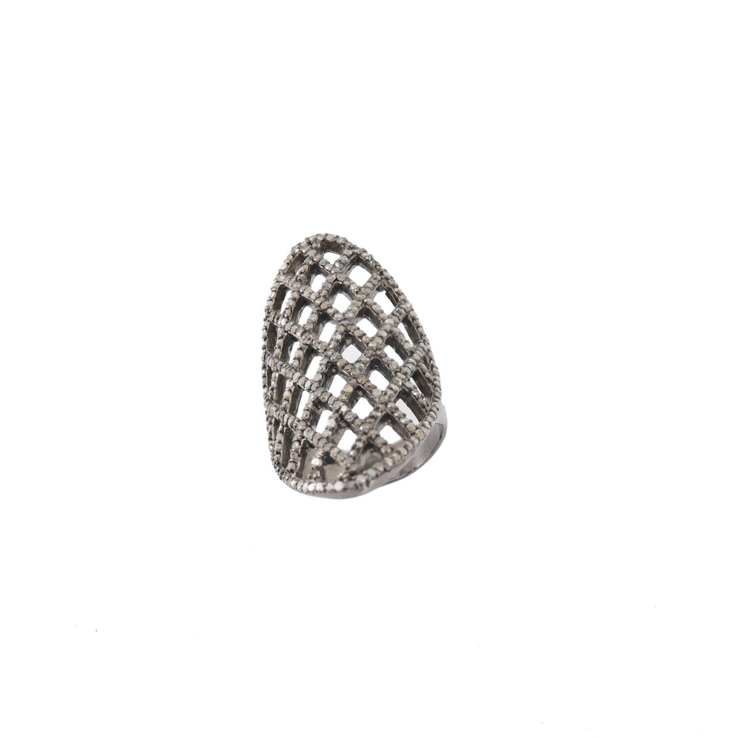 Retro Pave Ring Silver