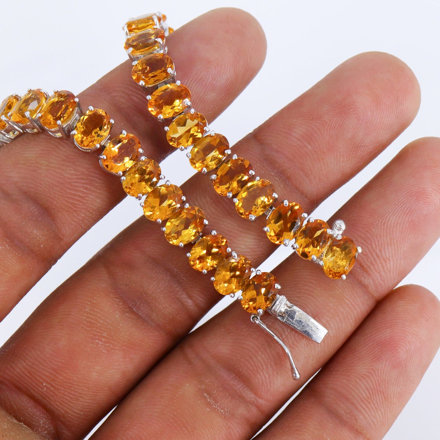 Citrine Stone Bracelet Silver