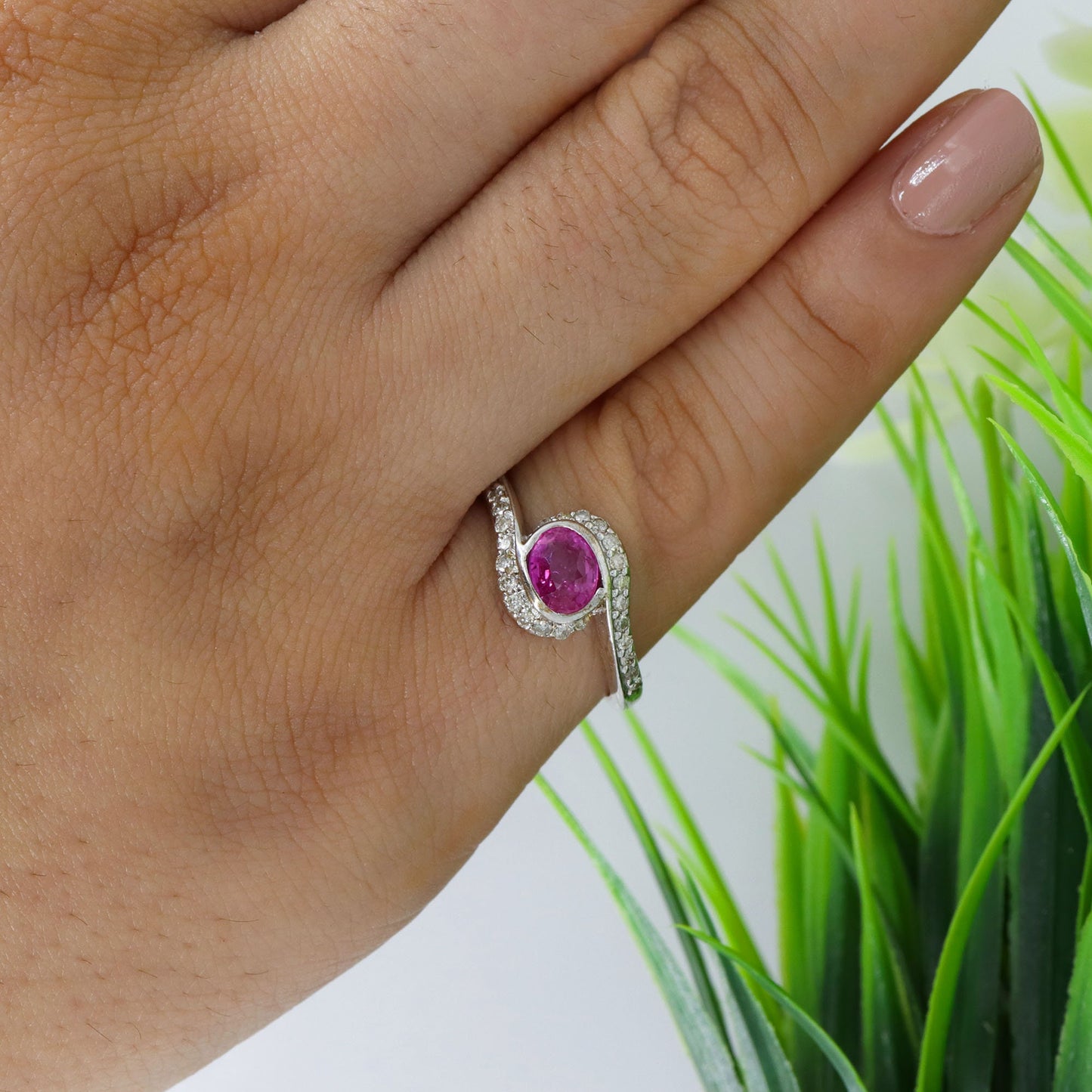 Oval Cut Ruby Ring Silver