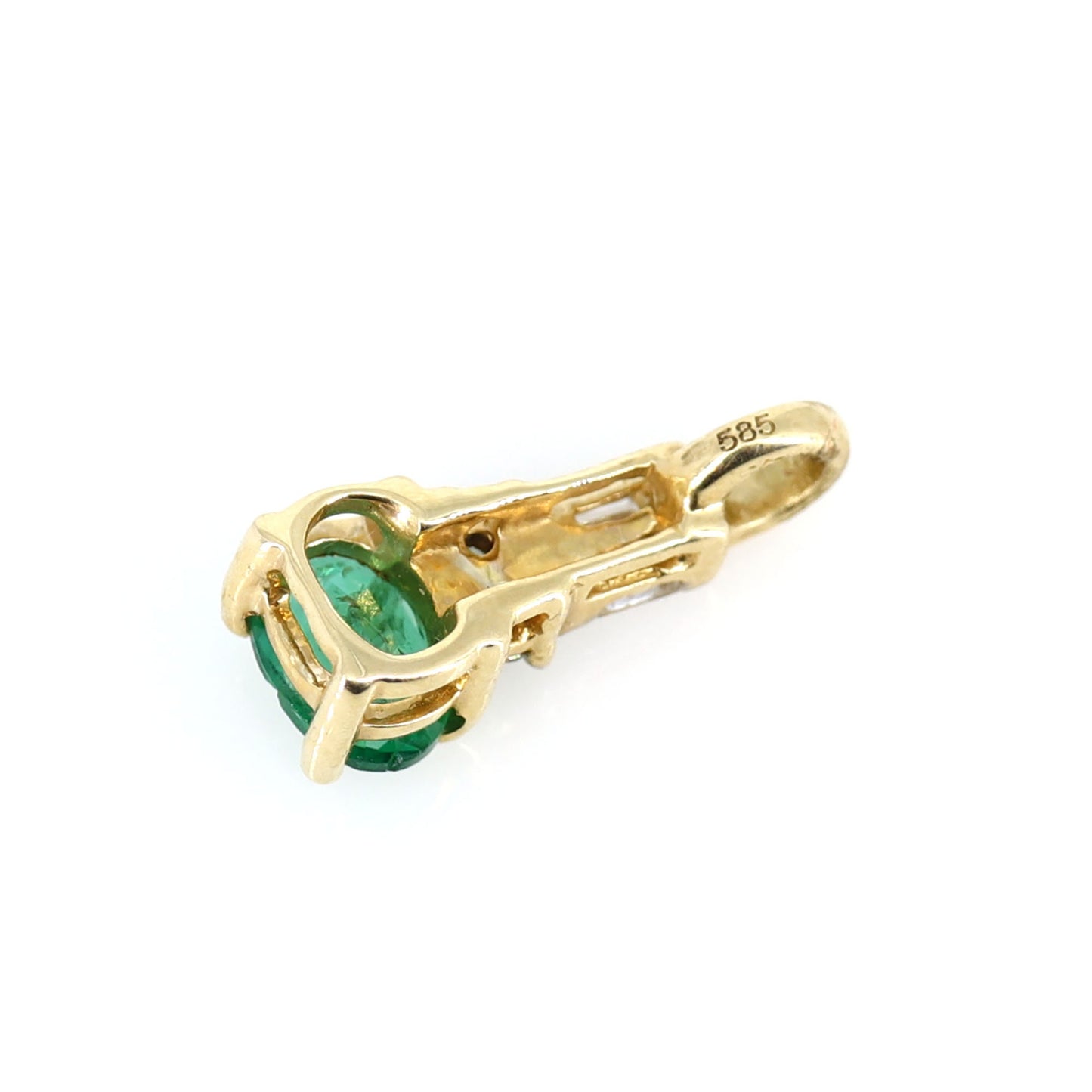 Yellow Oval Cut Emerald Baguette Round Cut Pendant 14K Gold