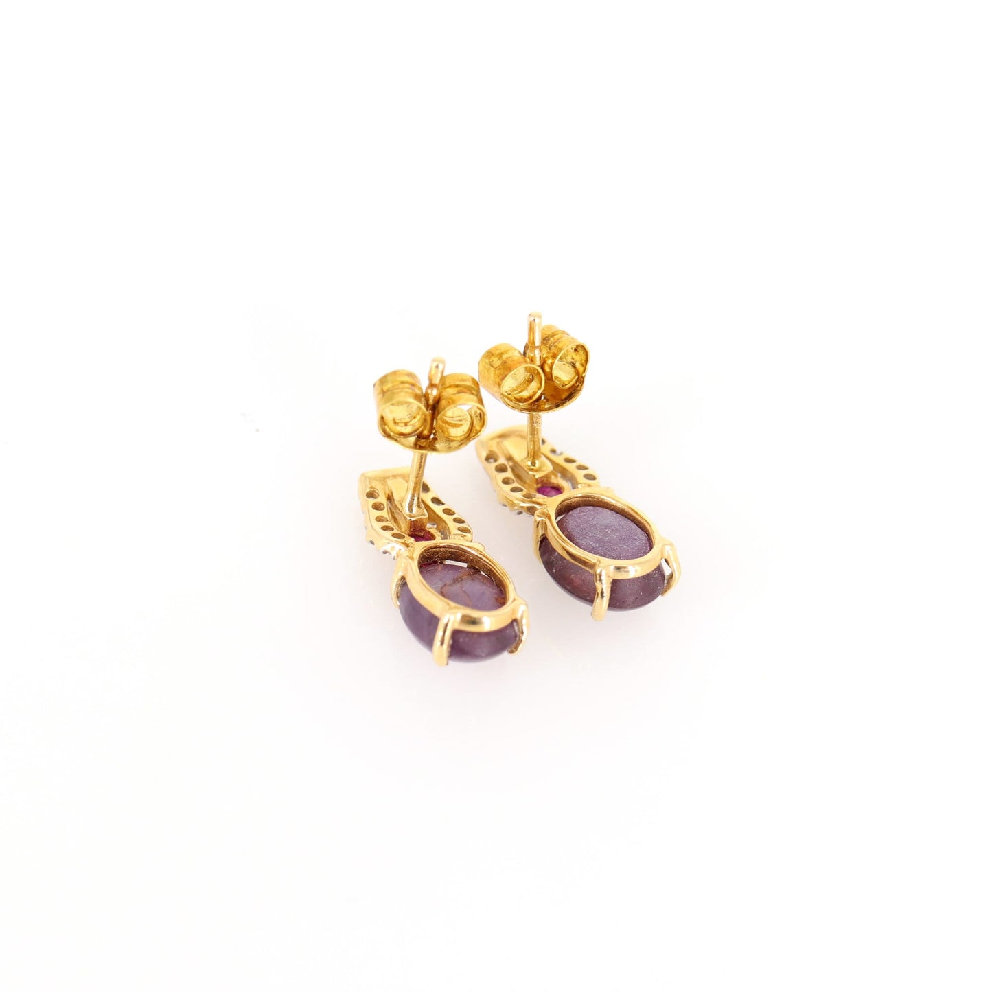 Star Ruby Stud Earring 14K Gold