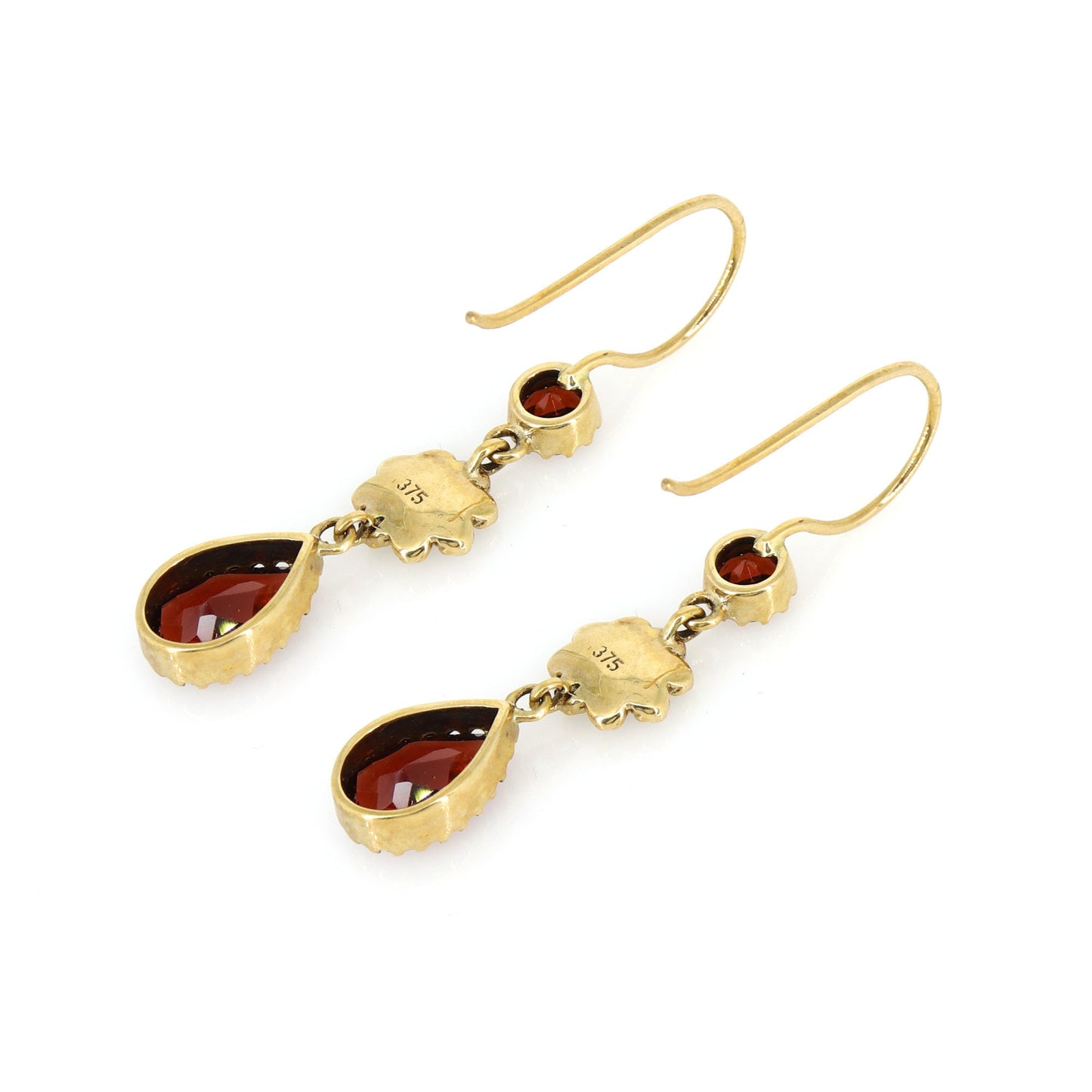 Red Garnet 9K Yellow Earring Gold