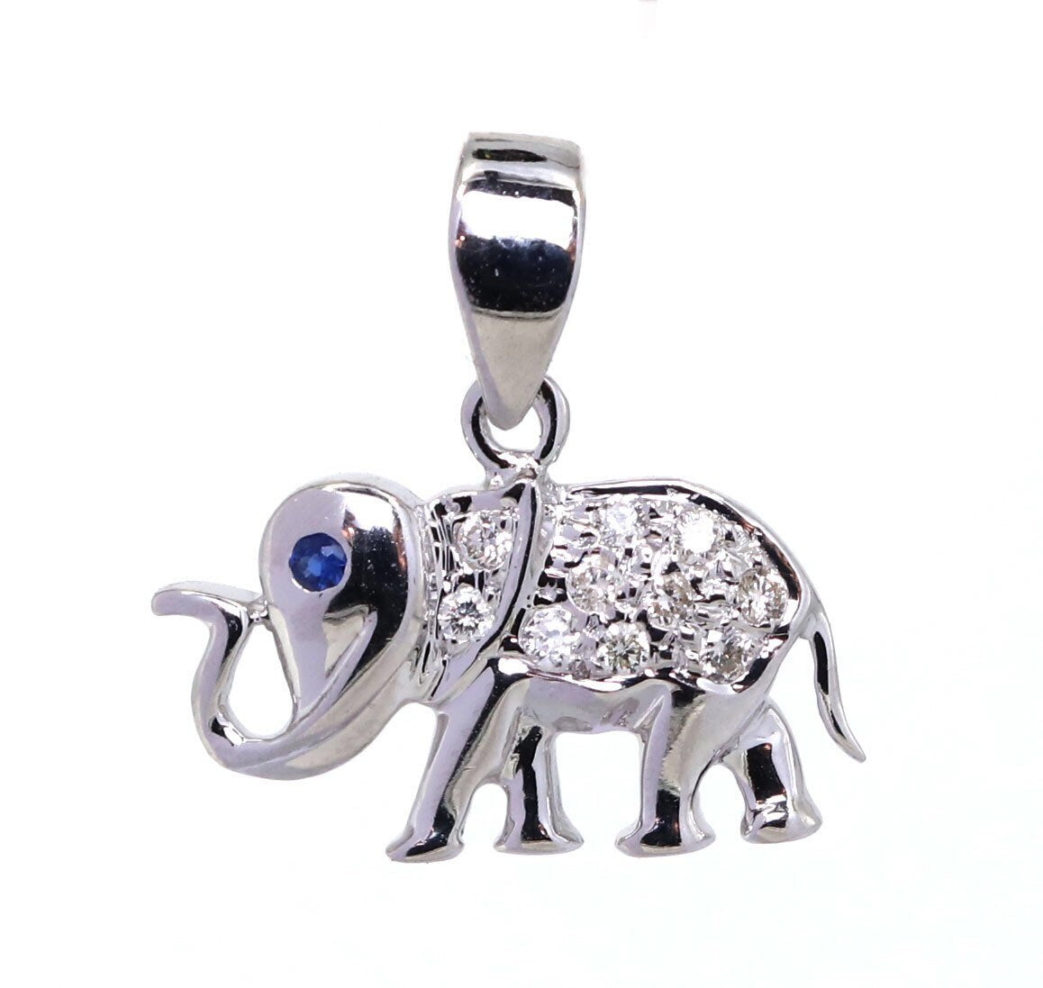 Blue Sapphire White Elephant Pendent White Pendant 14K Gold