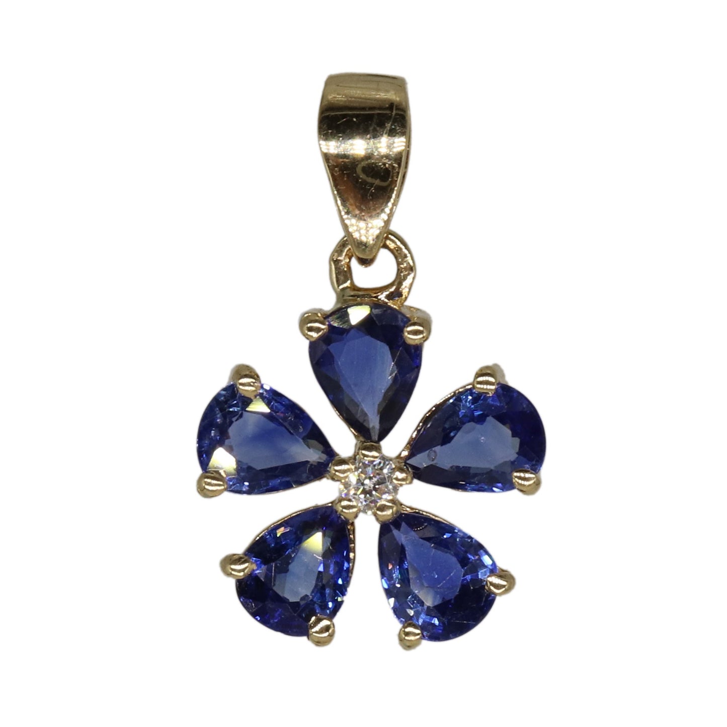 Blue Sapphire Flower Jewelry : Earring 18K Gold