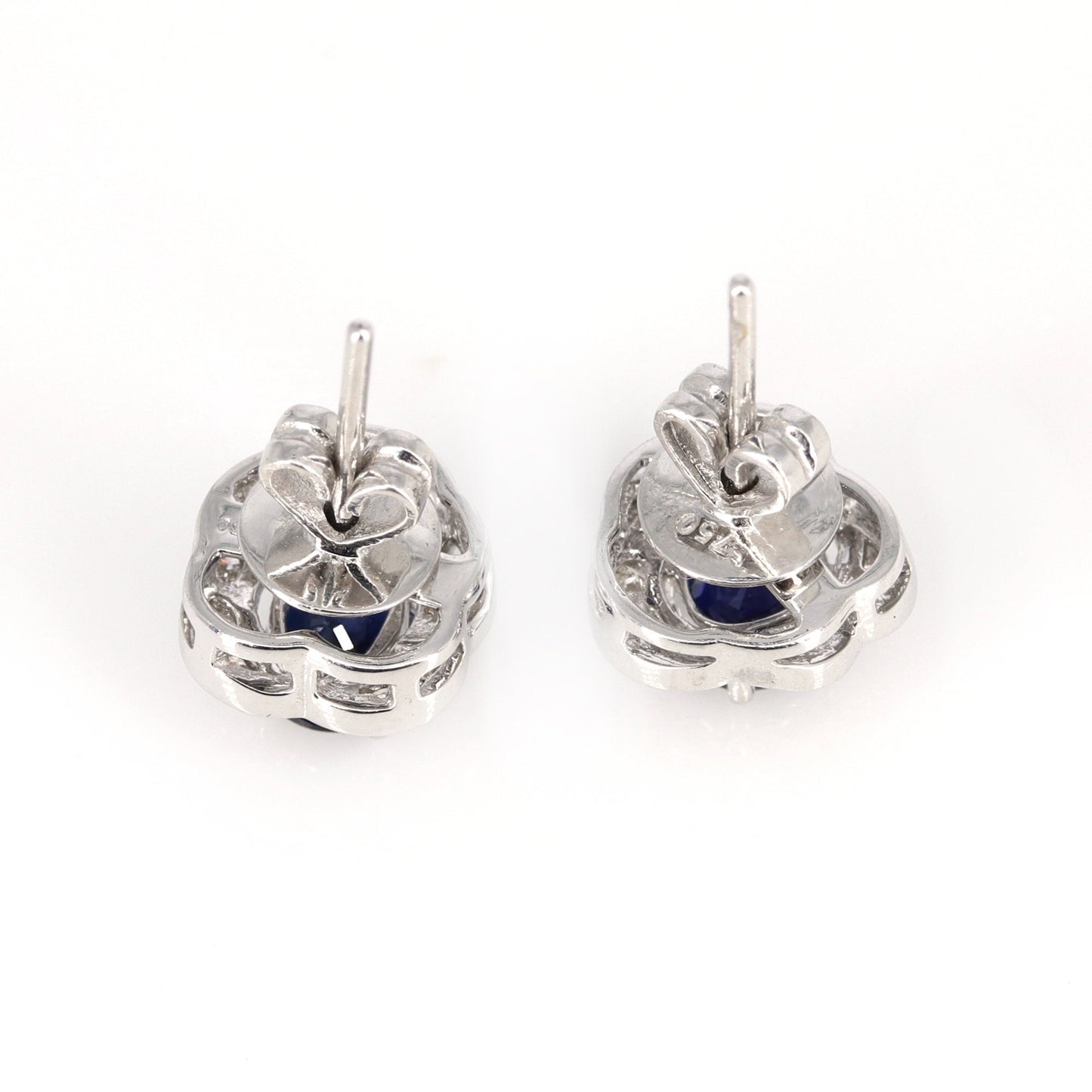 Ceylon Blue Sapphire Stud Earring 18K Gold