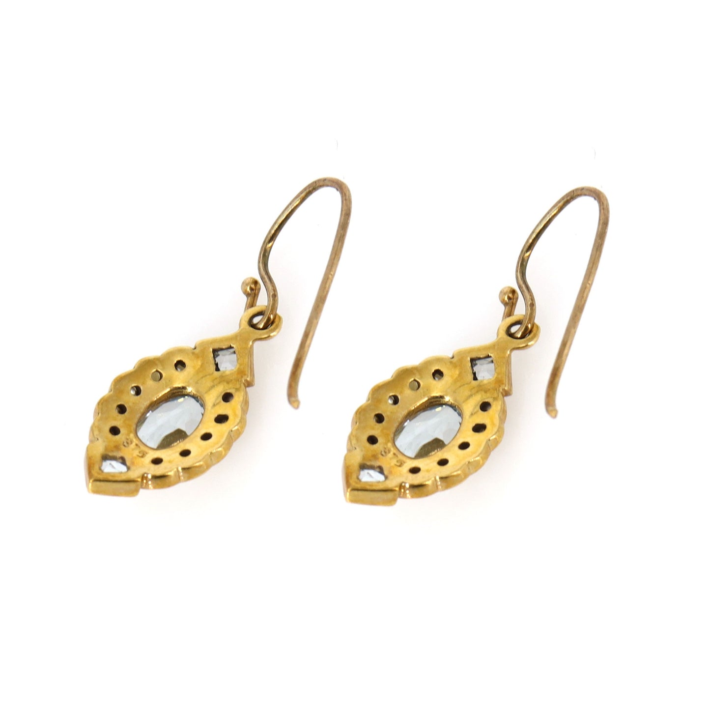 Rare Vintage Blue Topaz Jewel Drop Earring Gold