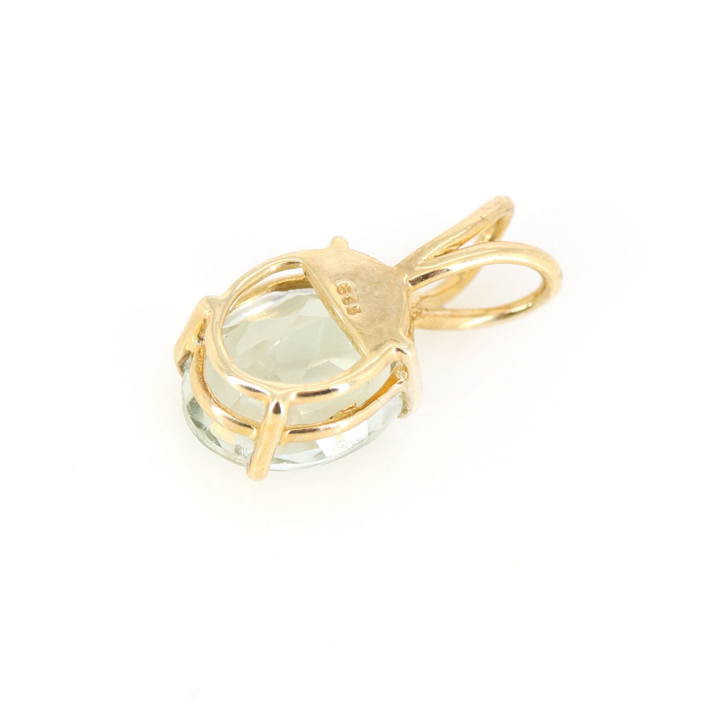 Faceted Green Amethyst Ring 14K Gold