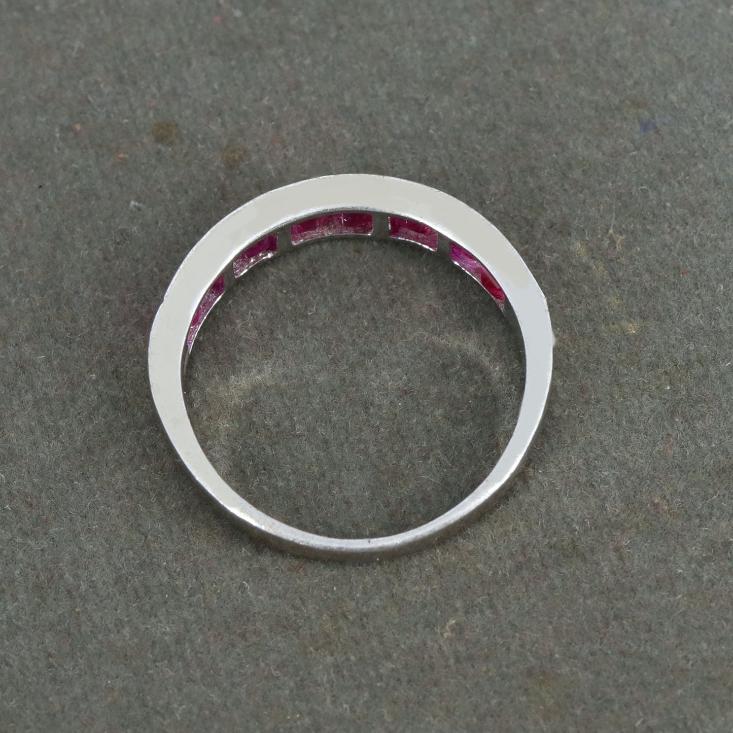 Faceted Square Cut Ruby Ring Silver