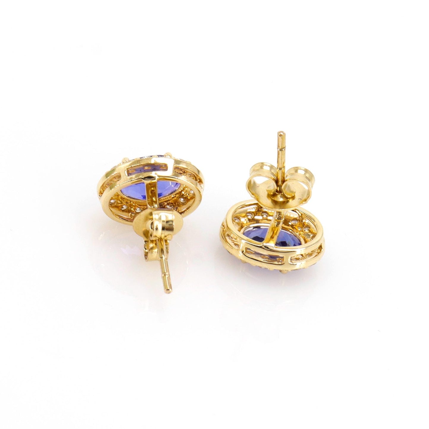 Beautiful Halo & Tanzanite Earring 14K Gold