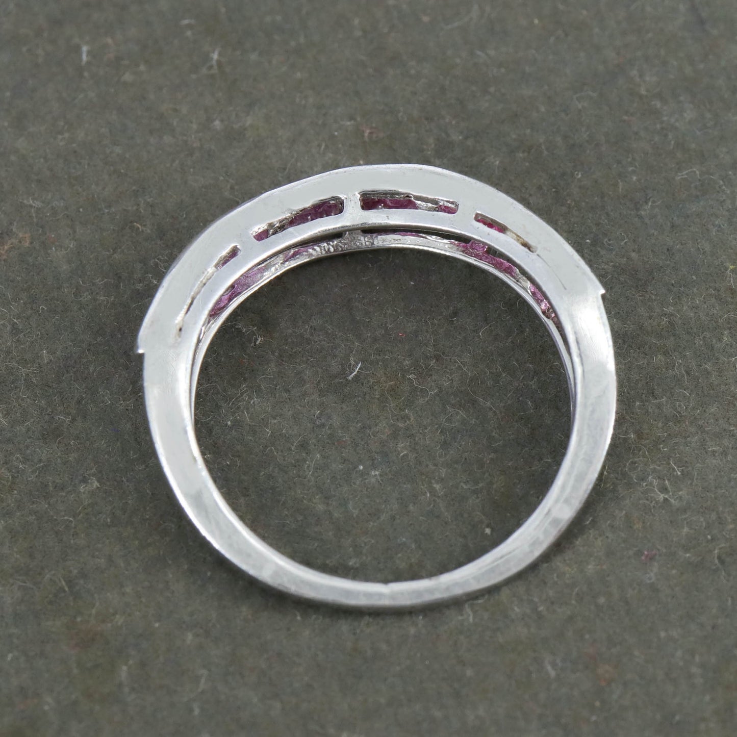 Baguette Cut Gemstone Ruby Ring Silver