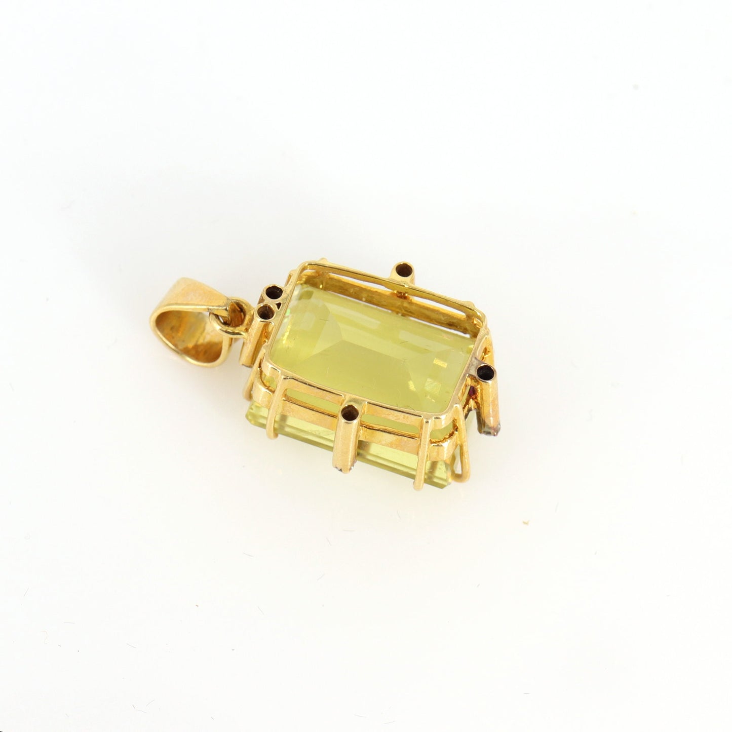 Large Lemon Quartz Pendant 18K Gold