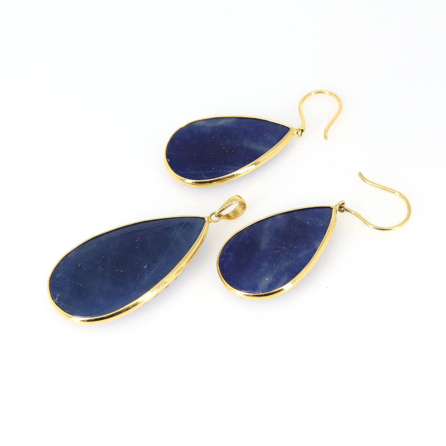 Blue Sapphire Carving Jewelry Women Sapphire Pendant 18K Gold