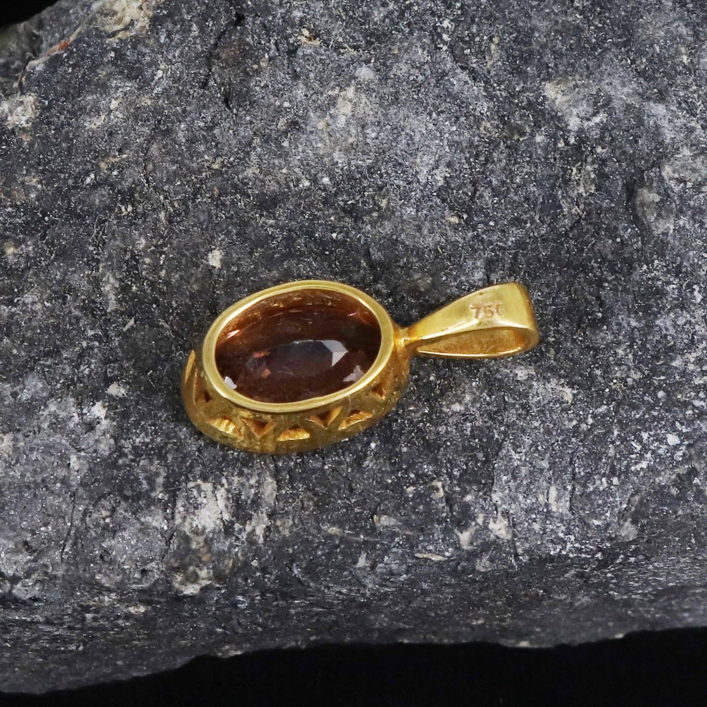 Yellow Orange Tourmaline Pendant 18K Gold
