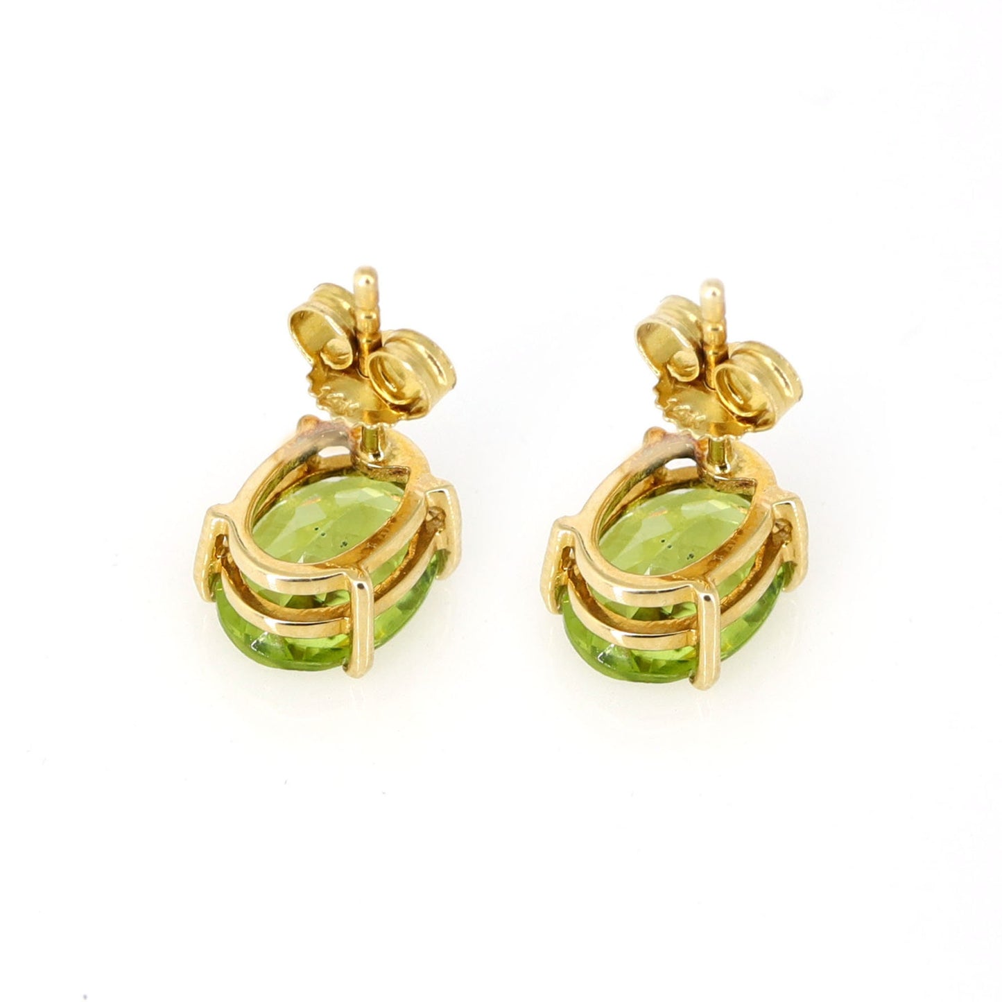 Peridot Push Backing Yellow Solitaire Stud Post Earring 14K Gold