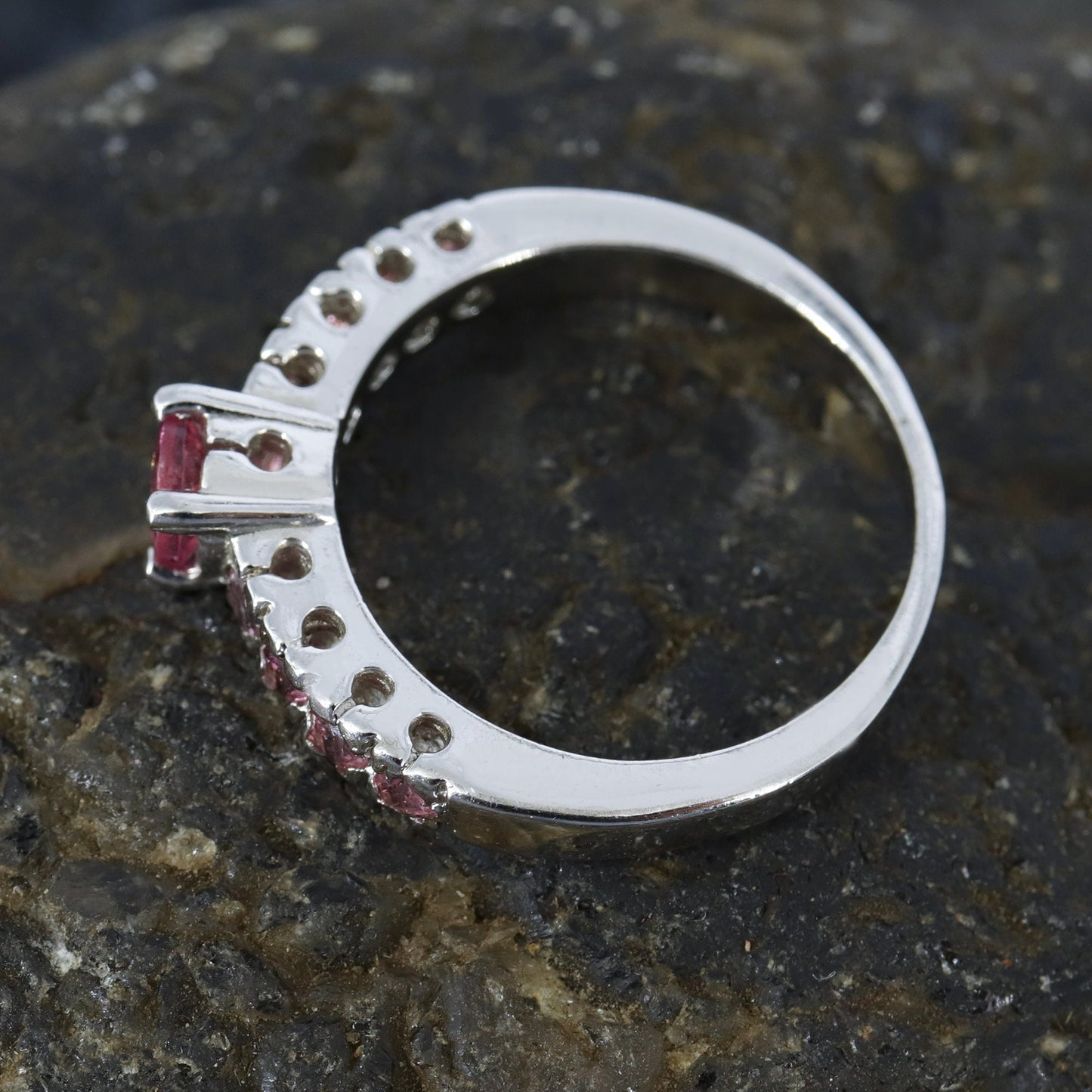 Solitaire Pink Tourmaline Ring Silver