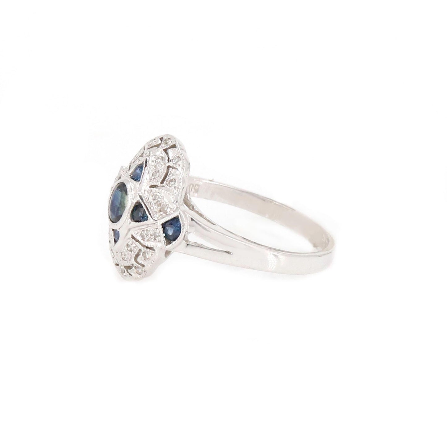& Blue Sapphire Ring 14K Gold