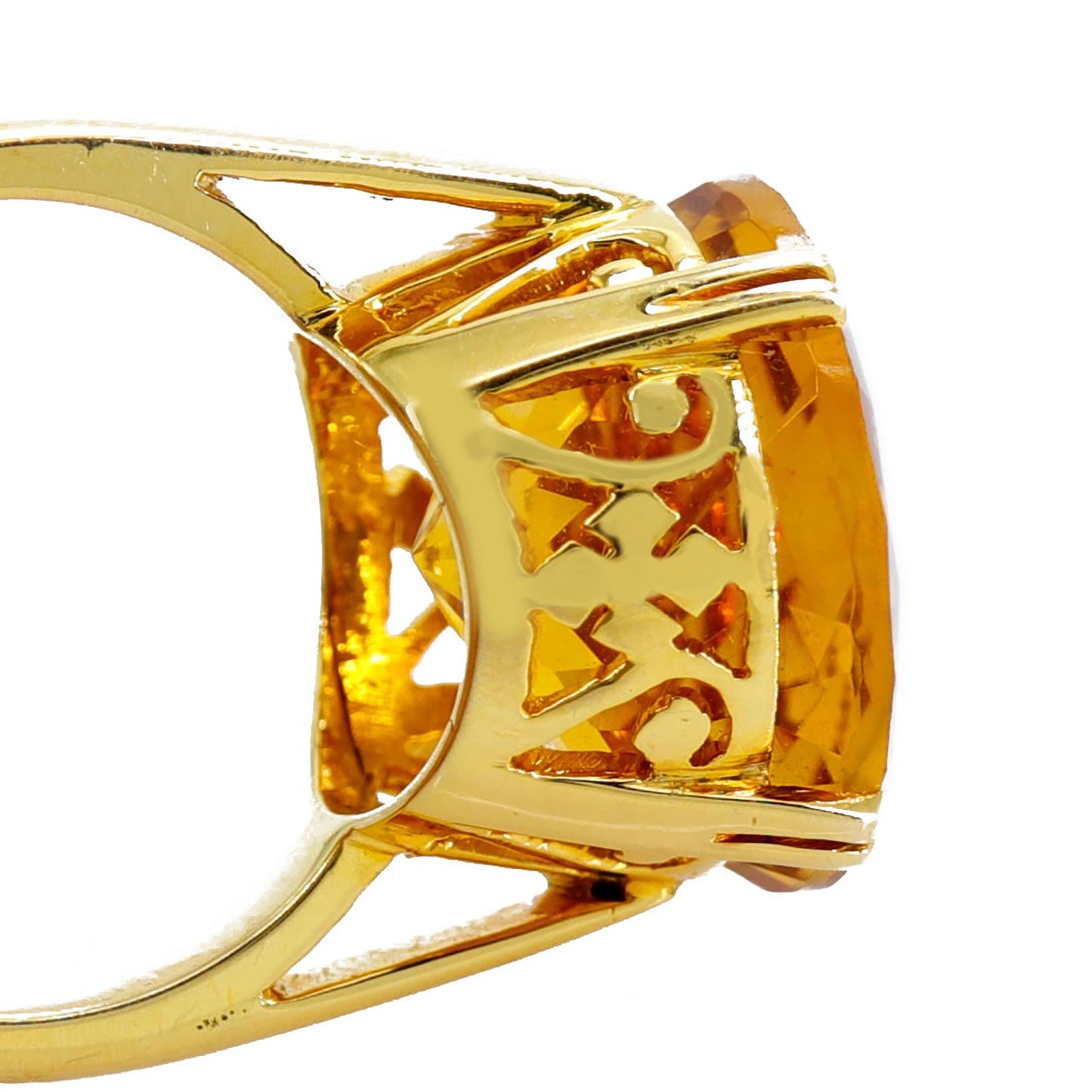 10 Big Size Citrine Gemstone Ring 18K Gold