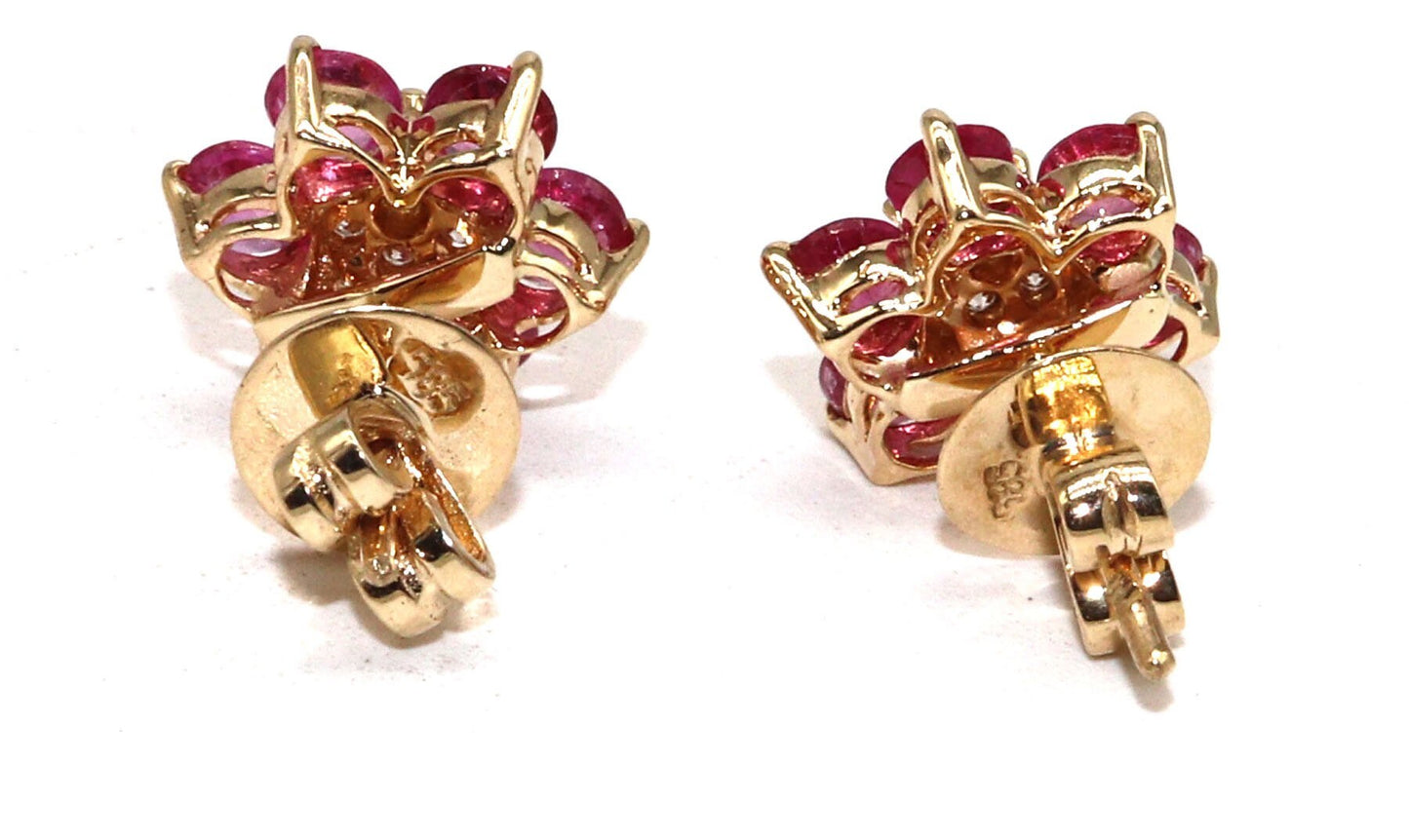 Ruby White Stud Earring 14K Gold