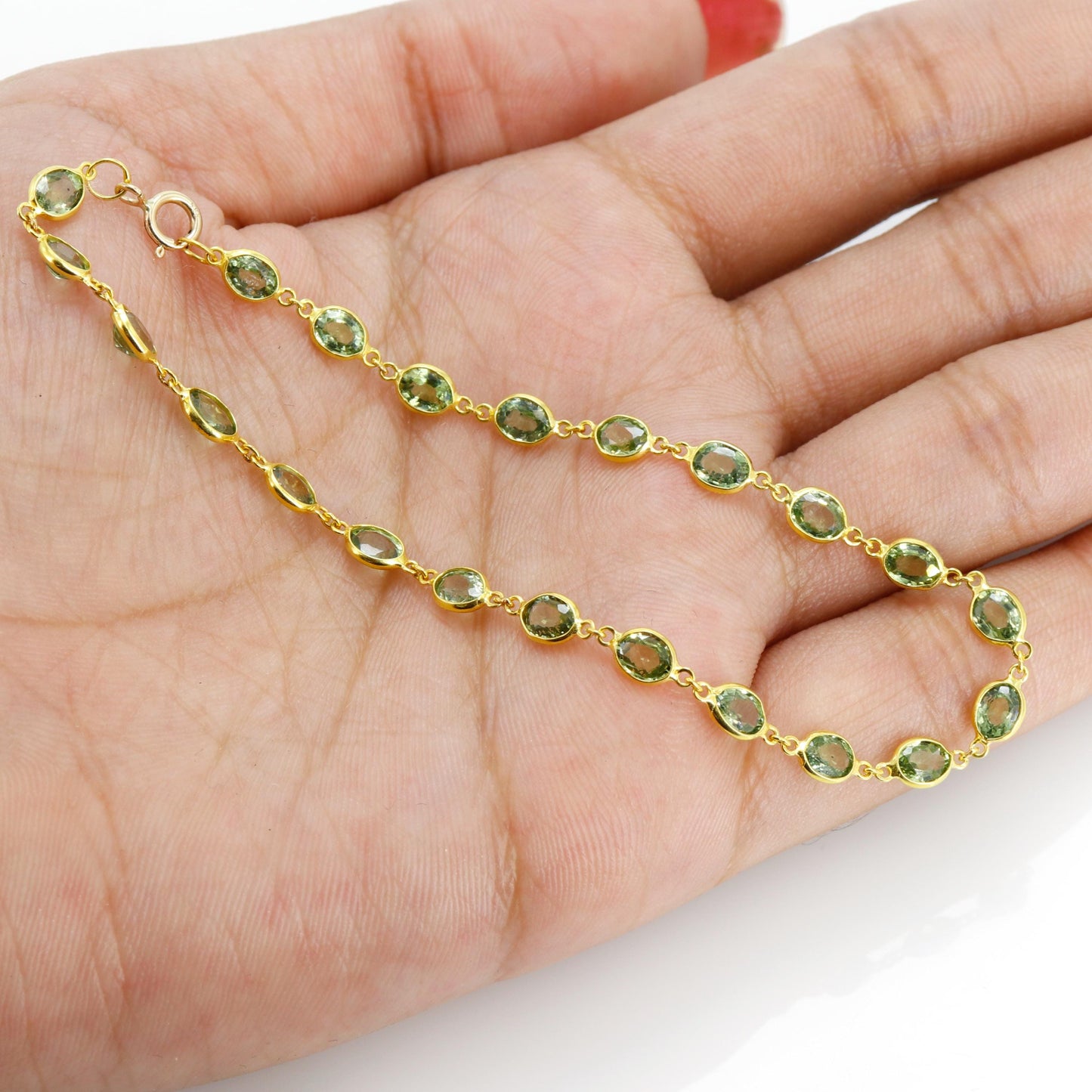 Rare Green Sapphire Bracelet 14K Gold