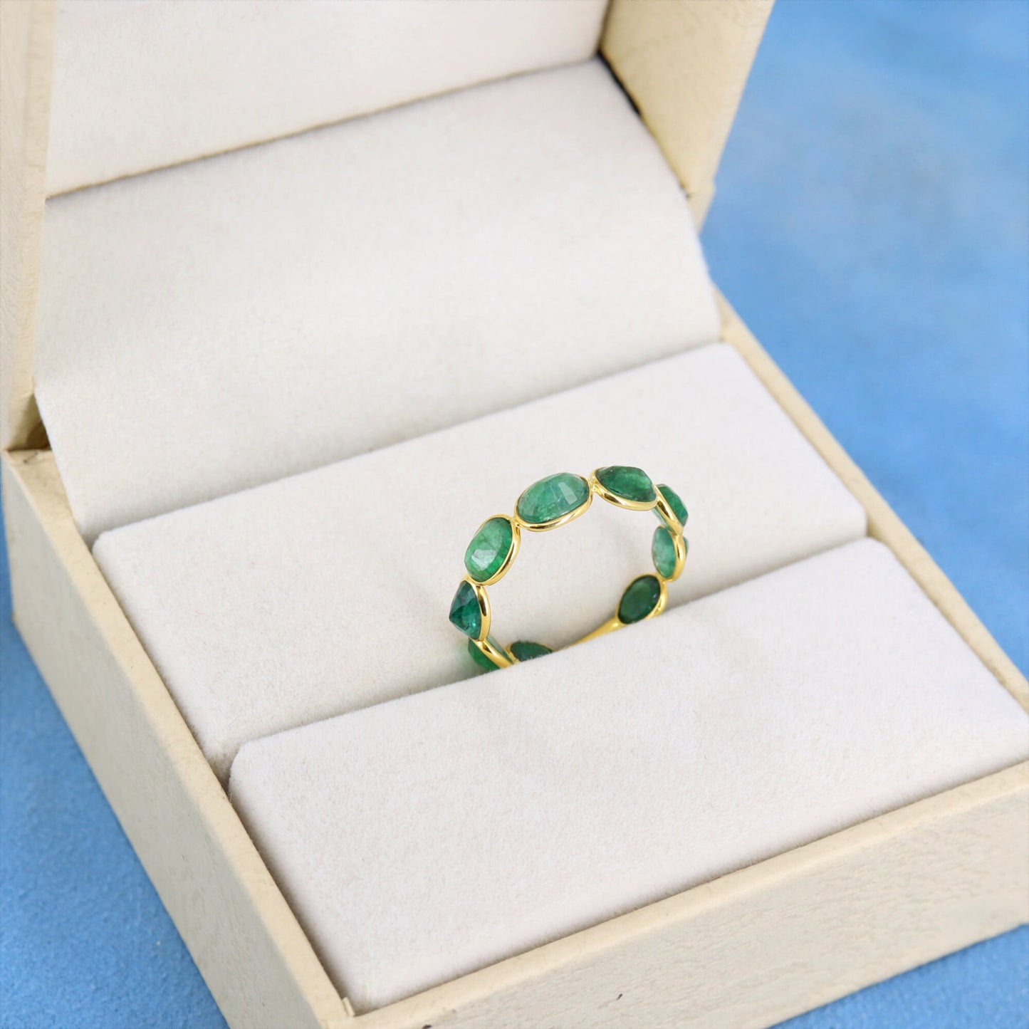Emerald Eternity Band Ring 18K Gold